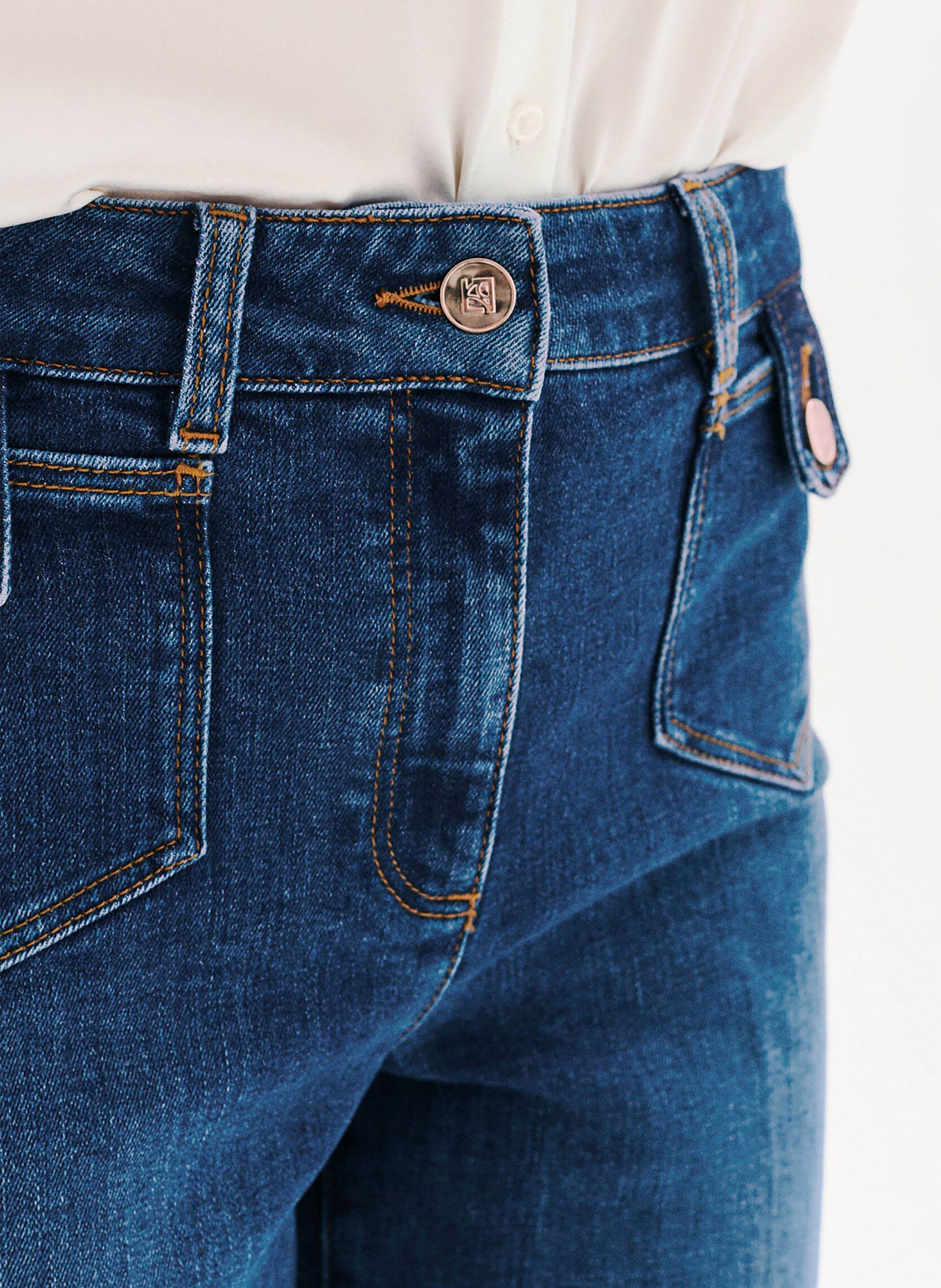 Cotton-blend wide-leg jeans CAROLL Blue