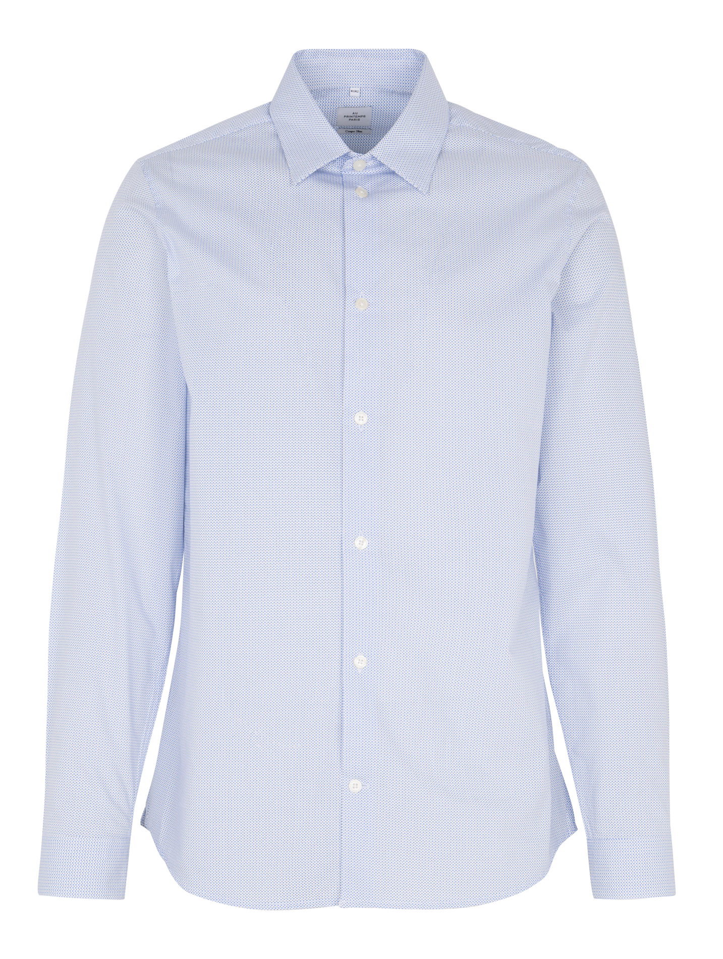Chemise slim-fit col classique imprimée en coton AU PRINTEMPS PARIS Bleu