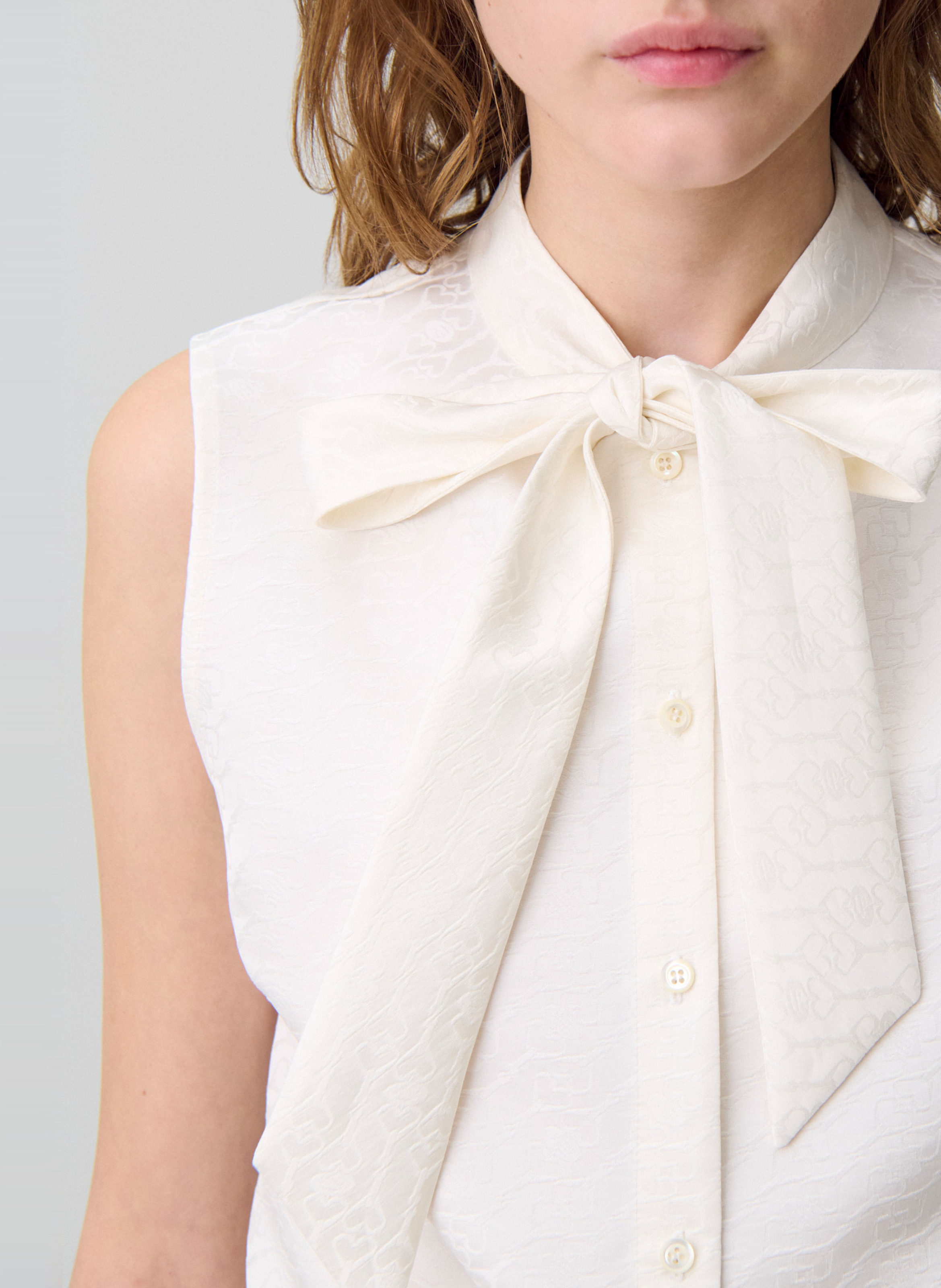 Fitted Lavallière Collar Shirt CLAUDIE PIERLOT Beige