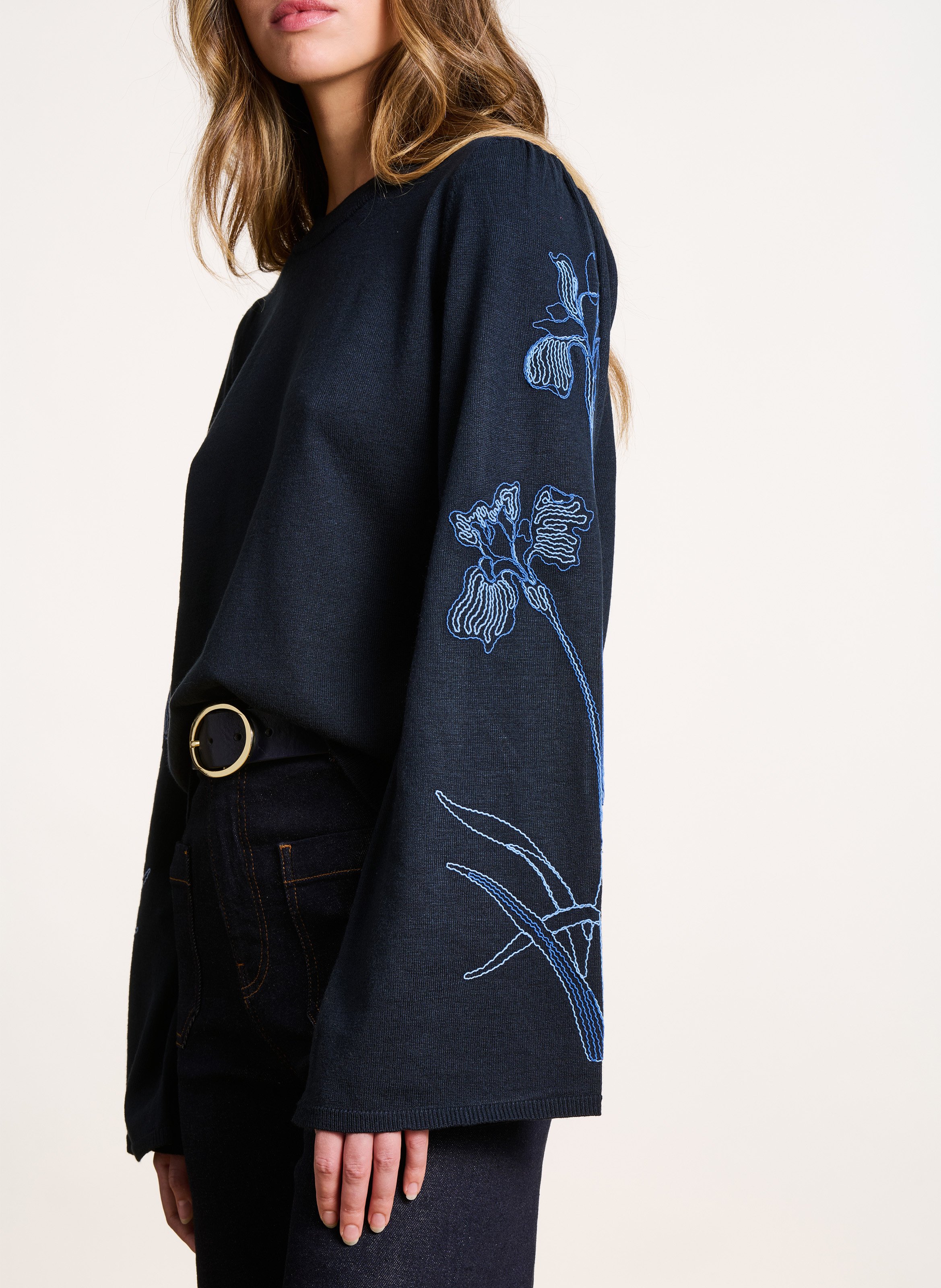 Gerade geschnittener Rundhalspullover LA FEE MARABOUTEE Blau