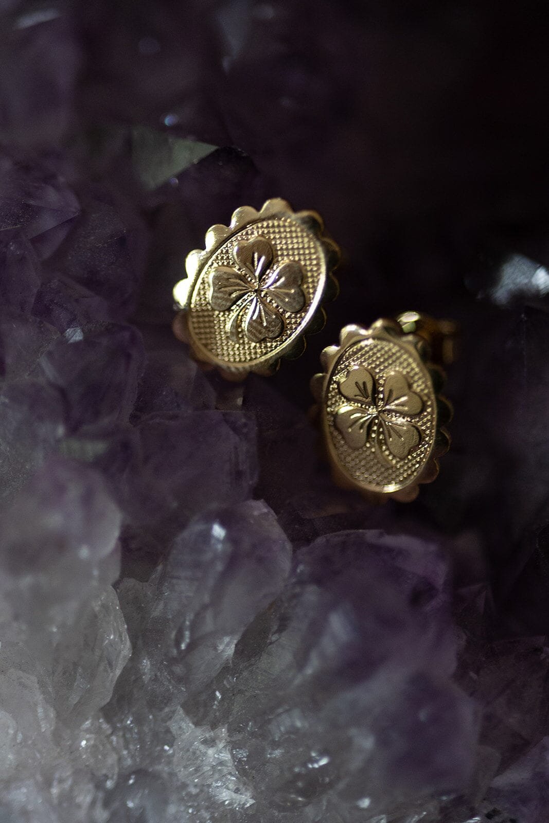 Clover gold-plated stud earrings MONSIEUR SIMONE Golden