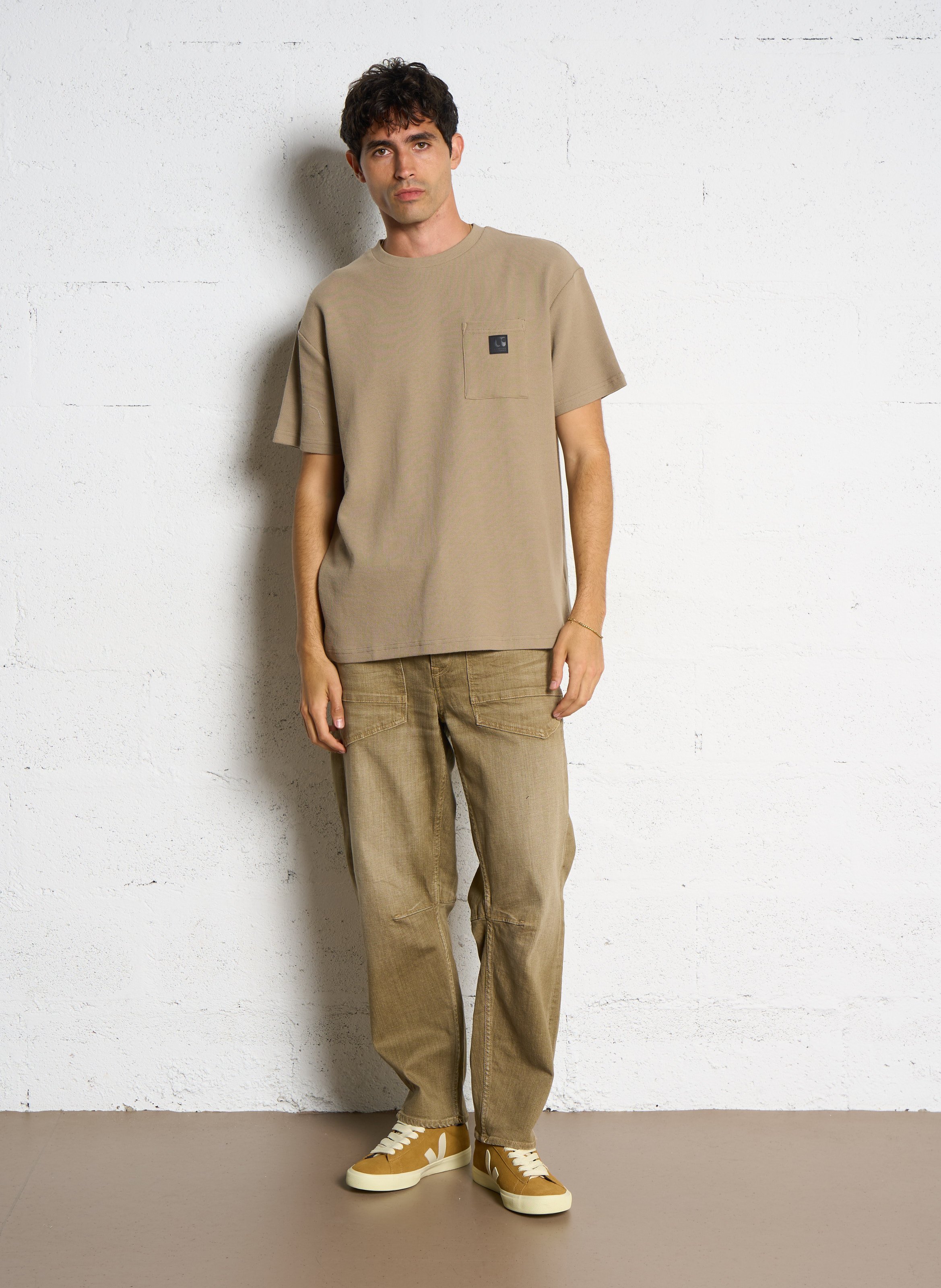 Basic cotton-mix T-shirt LE TEMPS DES CERISES Beige