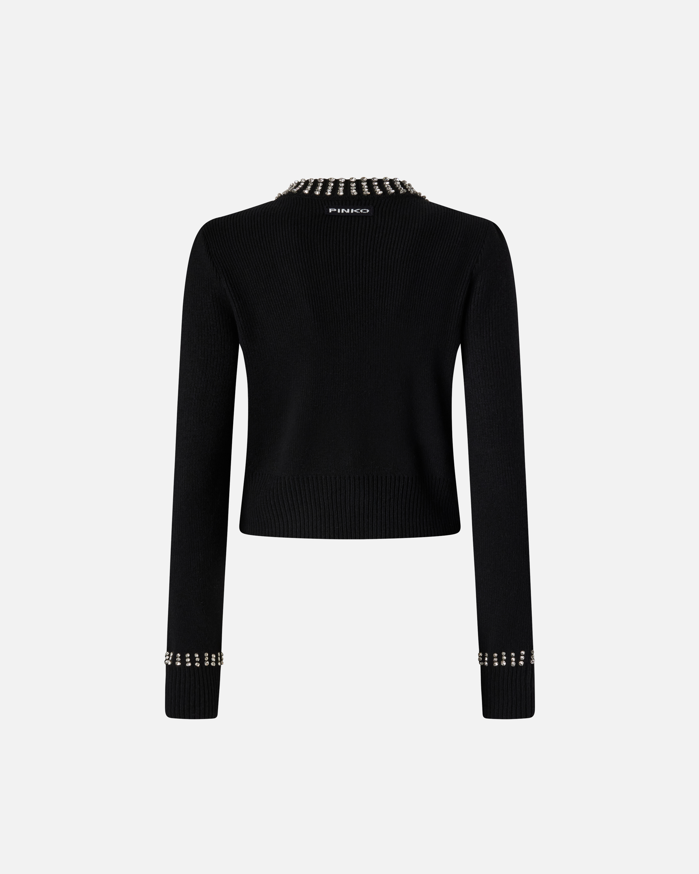 Round neck cardigan with rhinestones PINKO Black