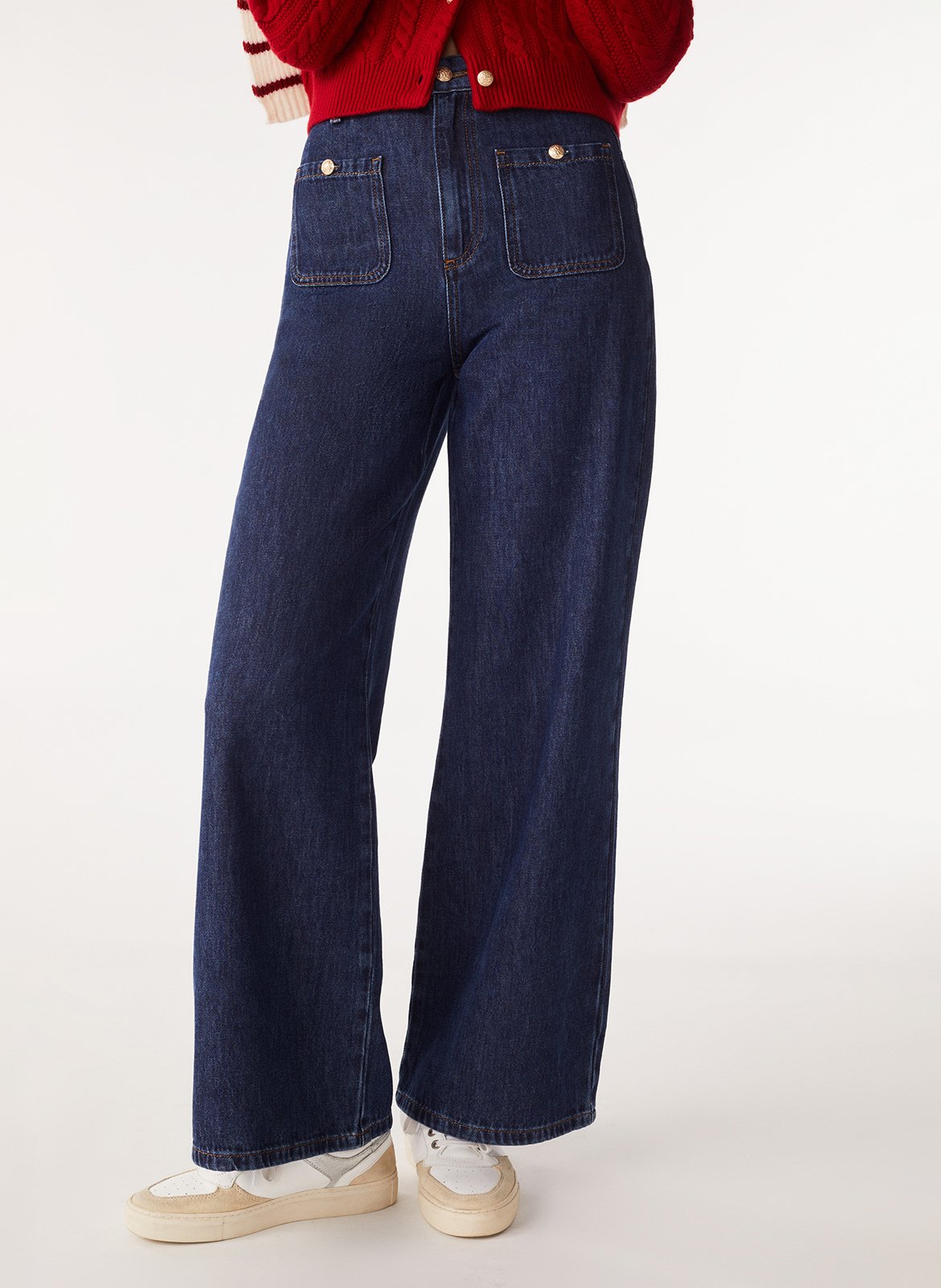 High-rise flared cotton jeans BA&SH Blue
