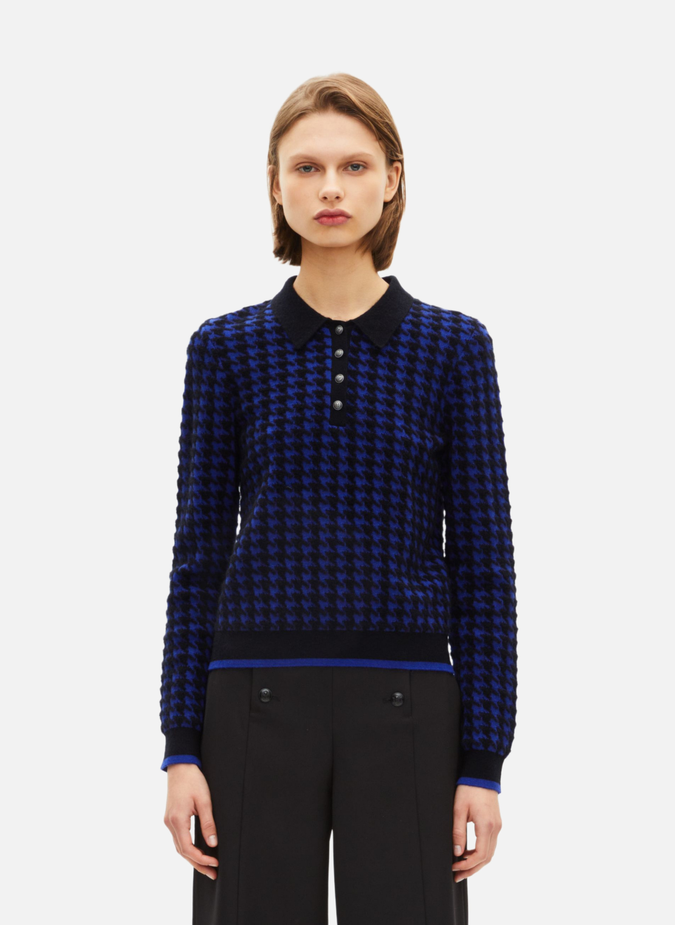 Houndstooth polo neck sweater THE KOOPLES Black