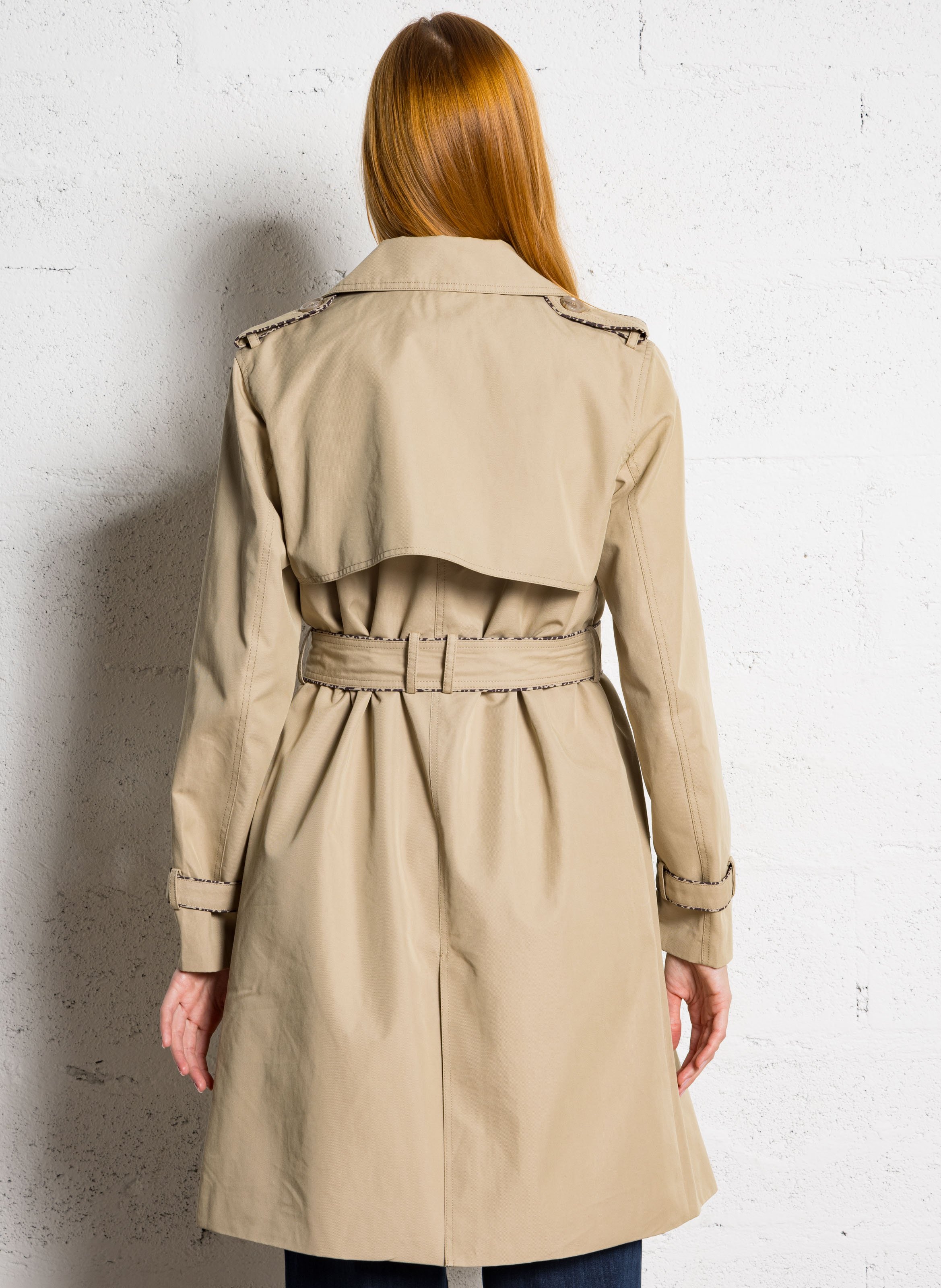 Gerade geschnittener Trenchcoat aus Baumwoll-Mix mit klassischem Kragen SUD EXPRESS Beige