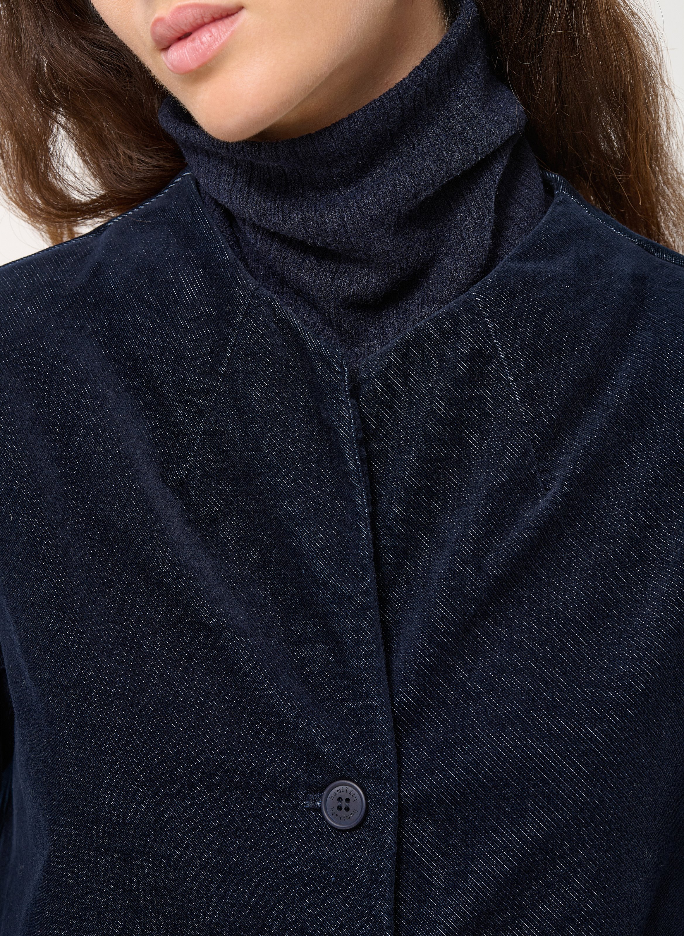 Veste courte en velours lisse HUMILITY Bleu