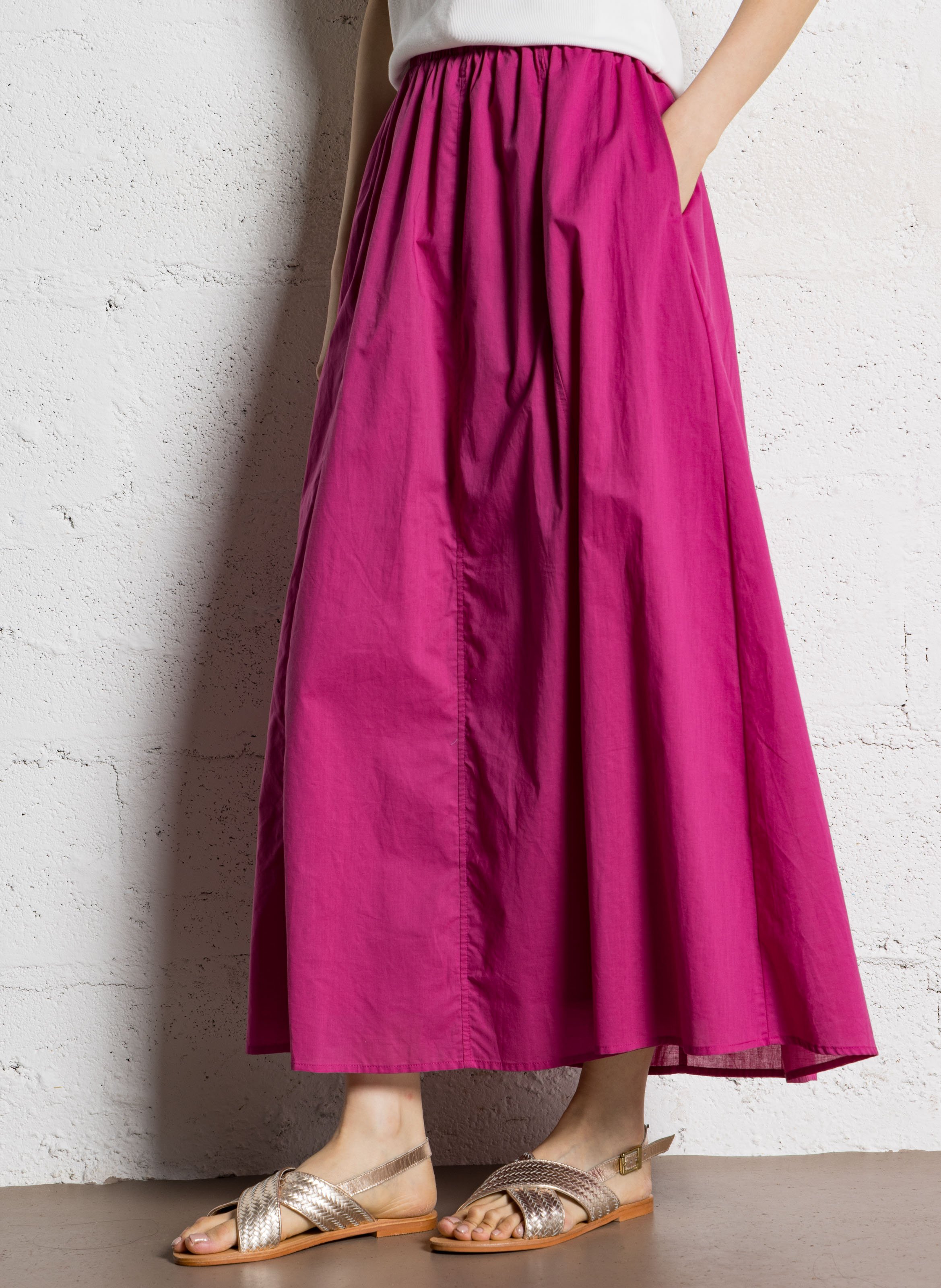 Flared cotton midi skirt JC SOPHIE Pink