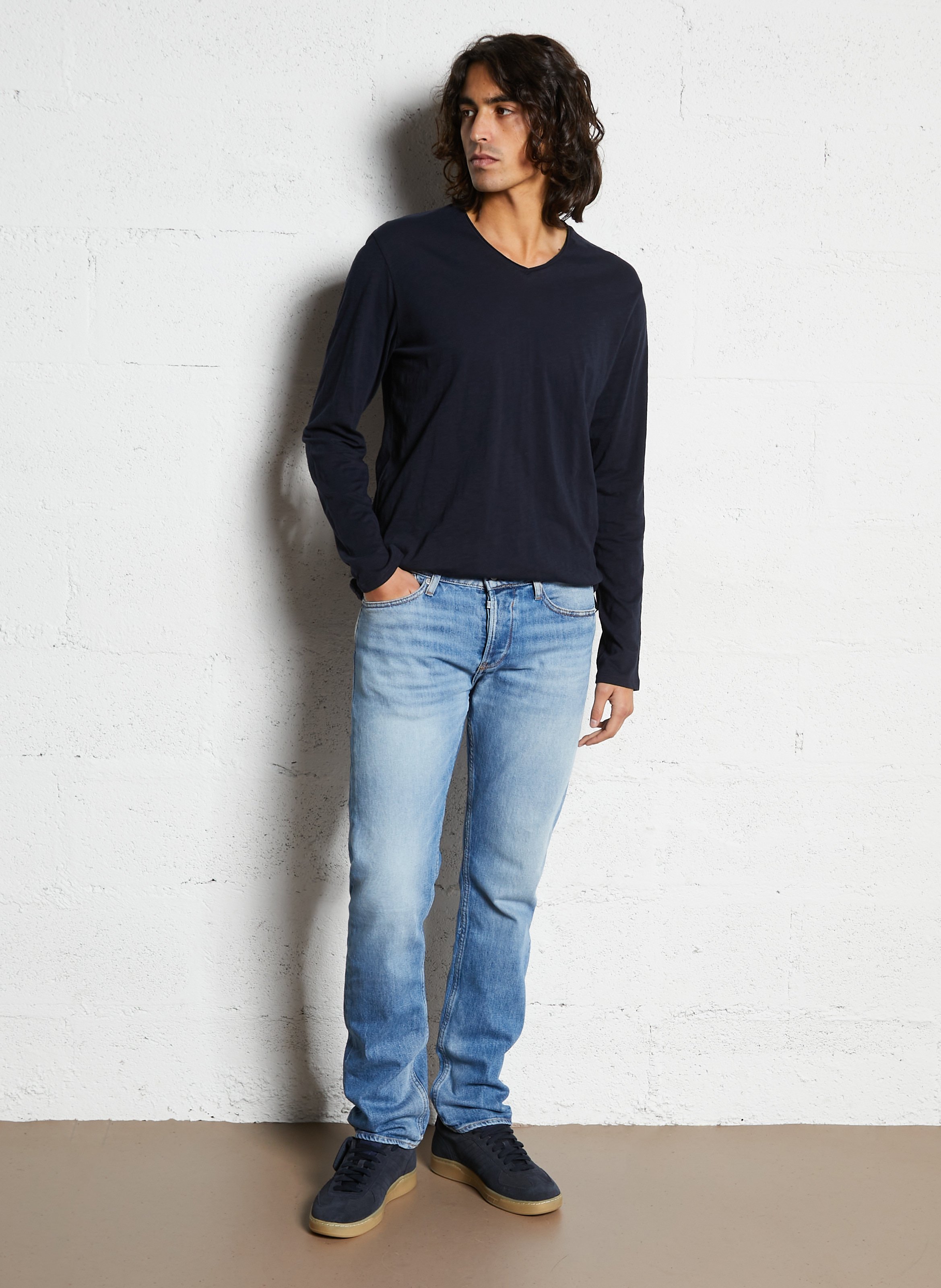 Faded straight jeans LE TEMPS DES CERISES Blue