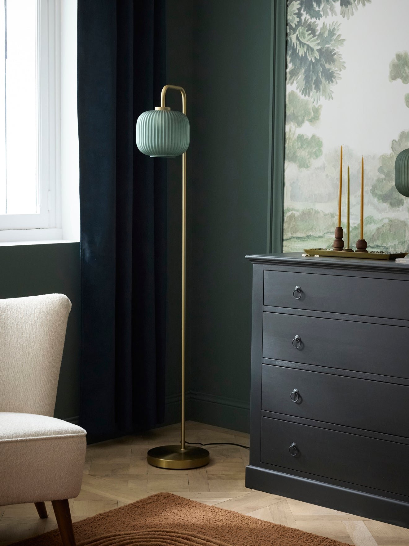 Arsène floor lamp in metal and ribbed glass CYRILLUS Green