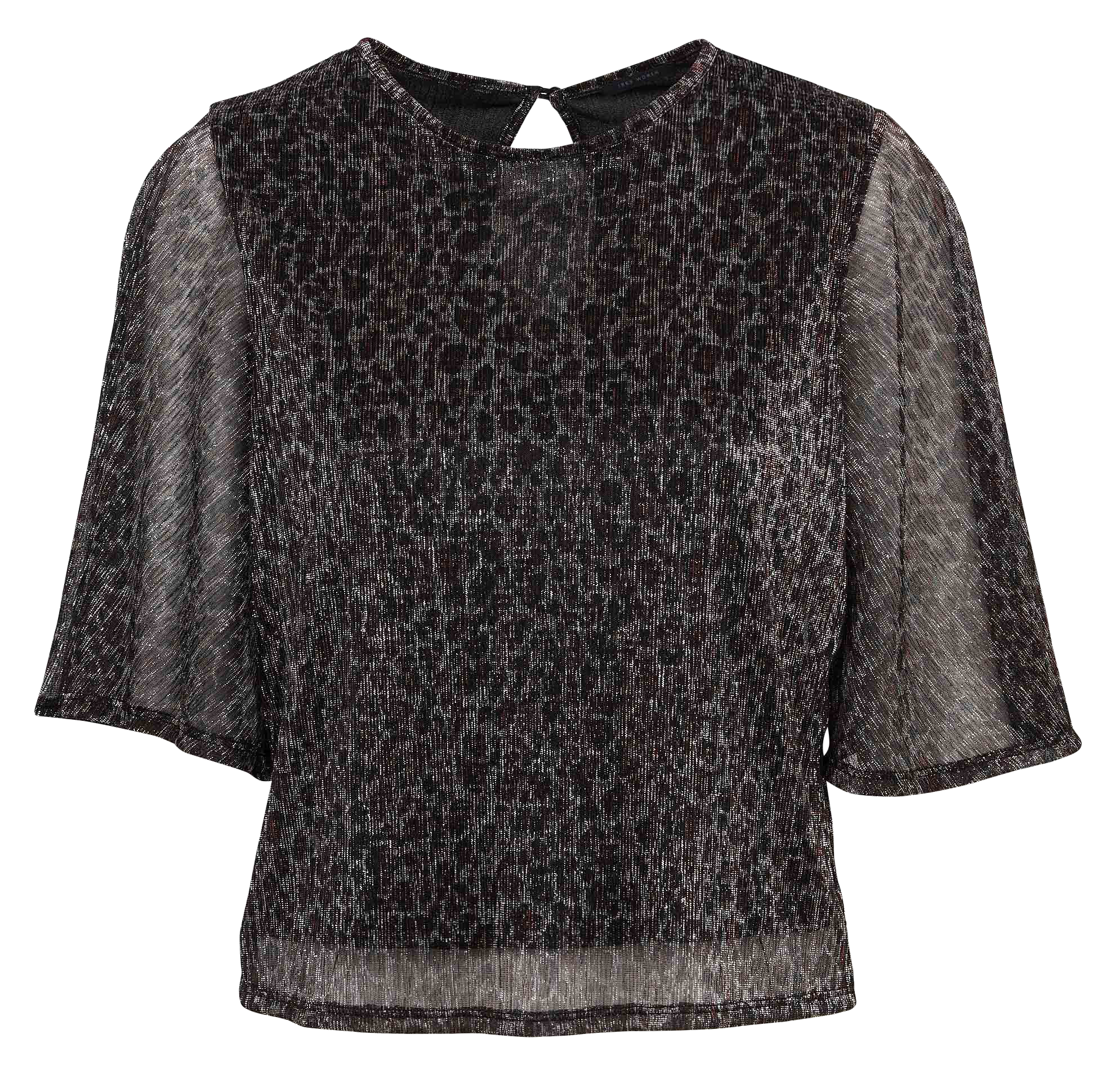 Straight printed round-neck top IKKS Black