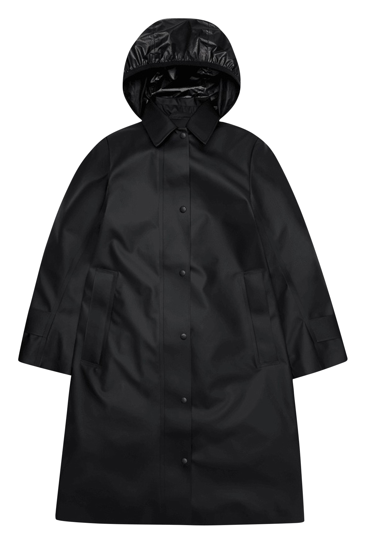 Imperméable à col classique à capuche RAINS Noir