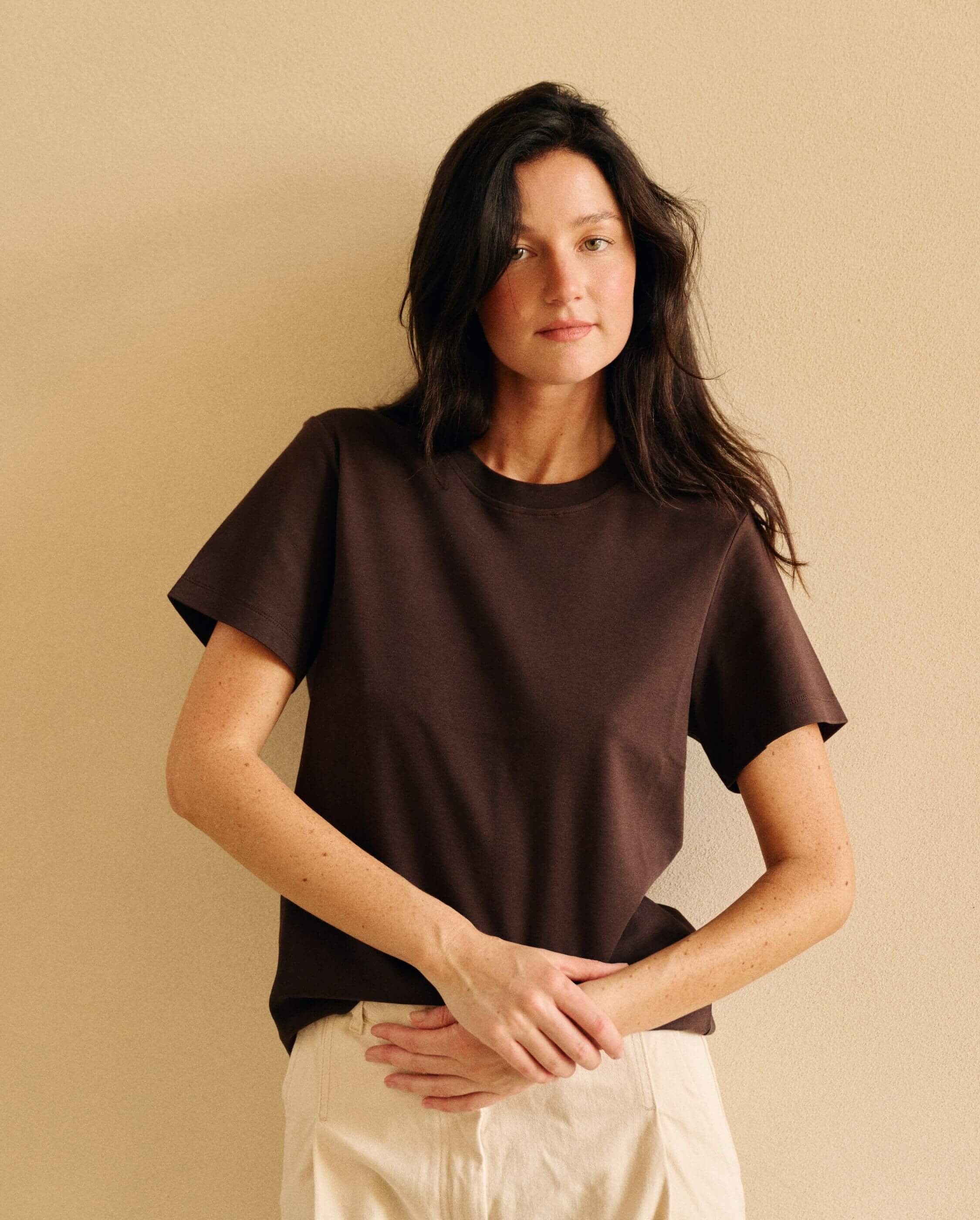 Women's organic cotton t-shirt, chocolate ANGARDE Brown
