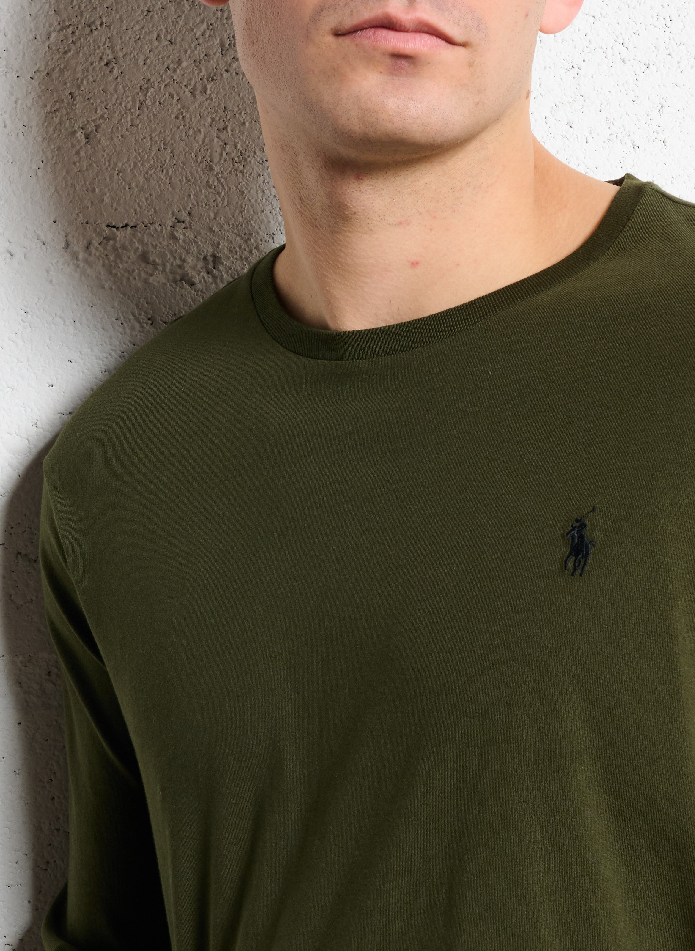 Tee-shirt slim col rond en coton POLO RALPH LAUREN Vert