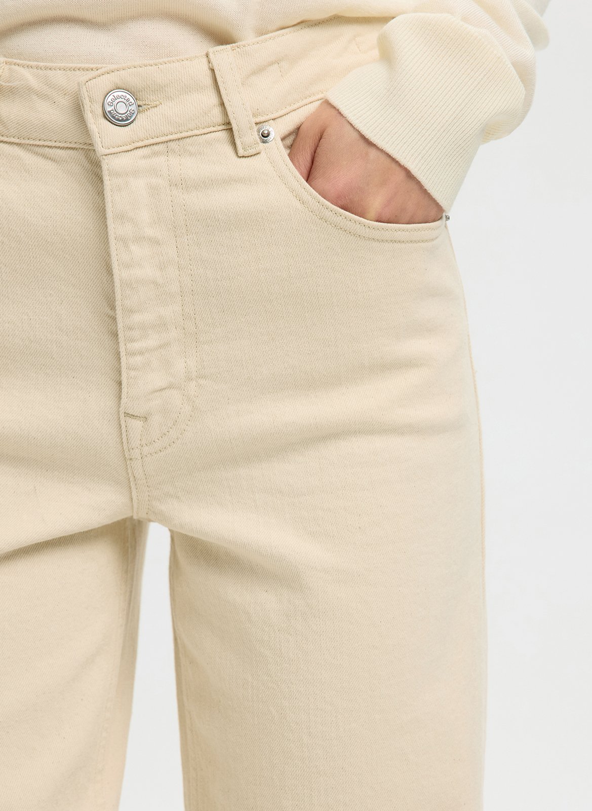 Bootcut-Jeans aus Bio-Baumwoll-Mix SELECTED Beige