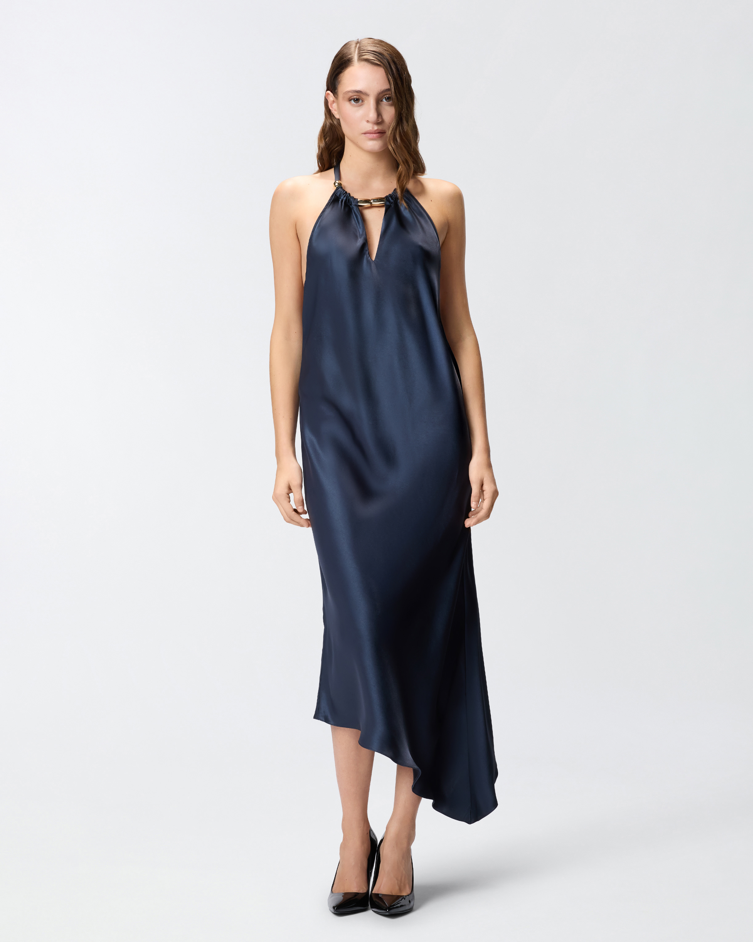 Long dress with open back PINKO Blue