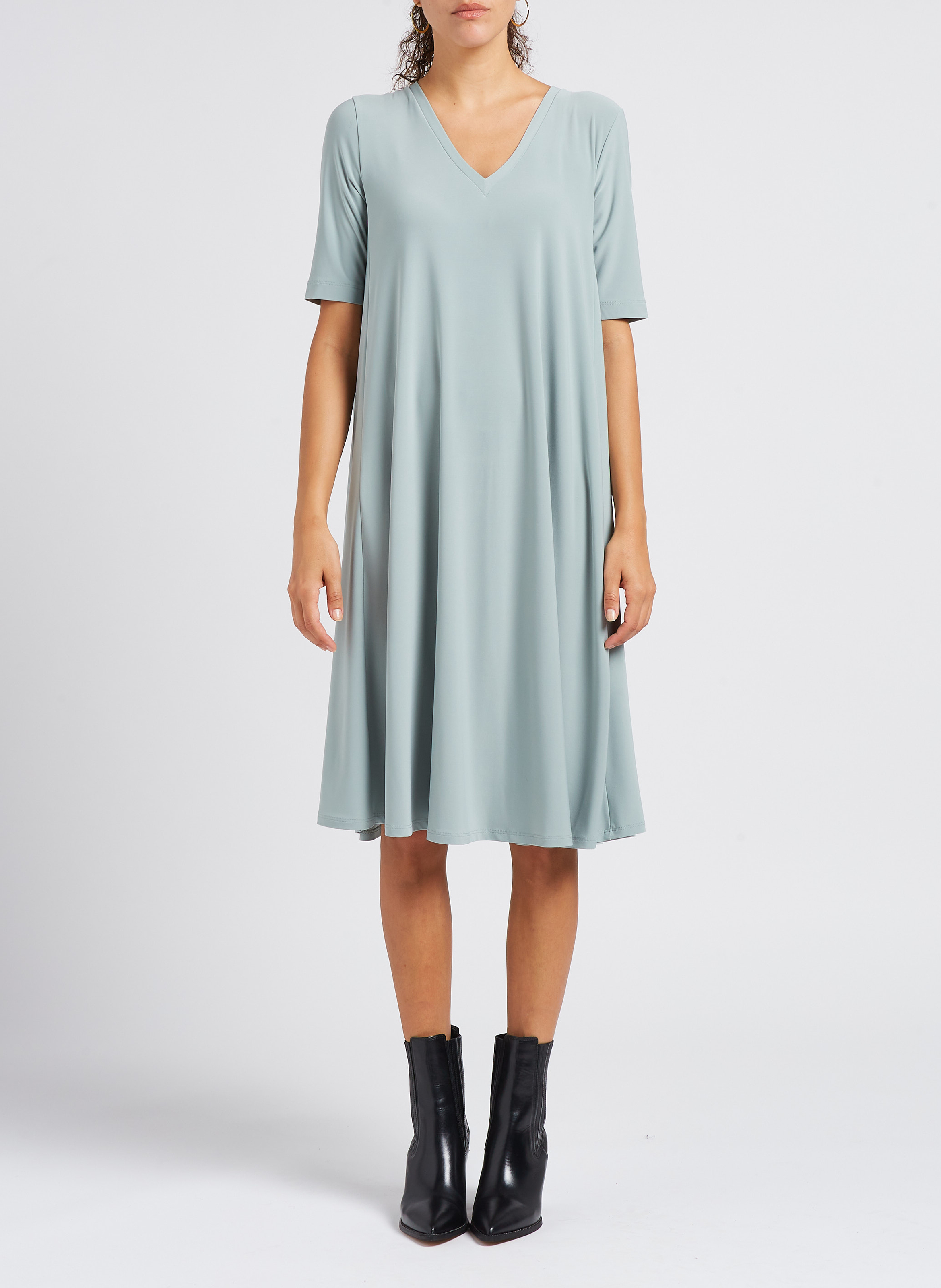 Straight v-neck midi dress MAX MARA LEISURE Green