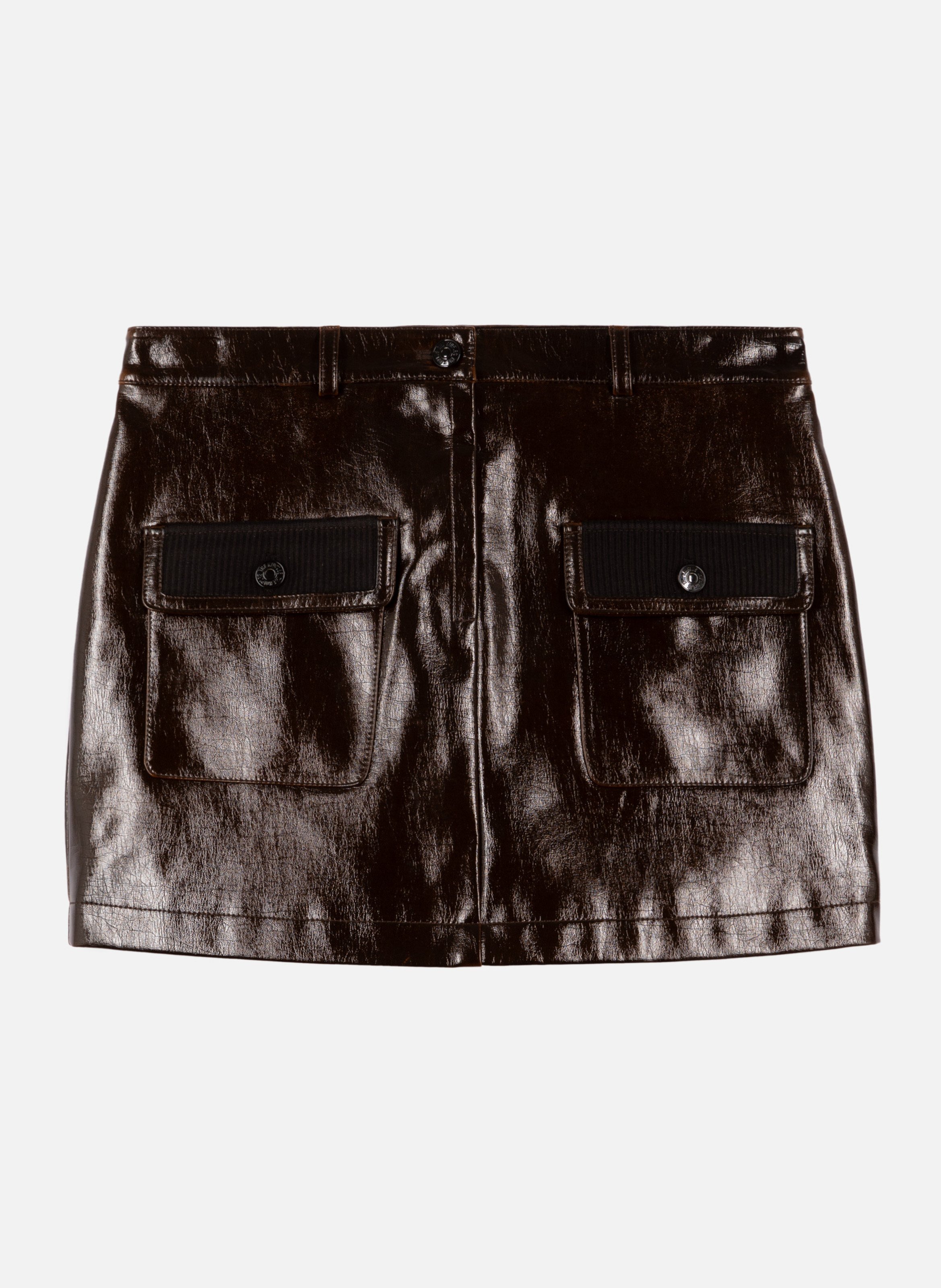 Short vinyl skirt THE KOOPLES Brown