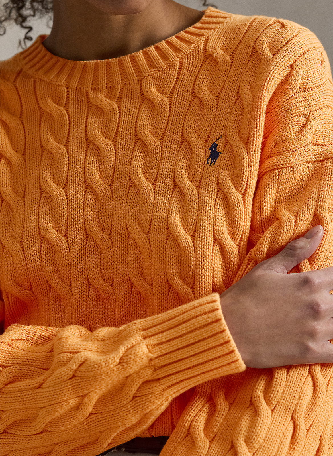 Rechte trui met ronde hals en geborduurd van gedraaid katoen. POLO RALPH LAUREN Oranje