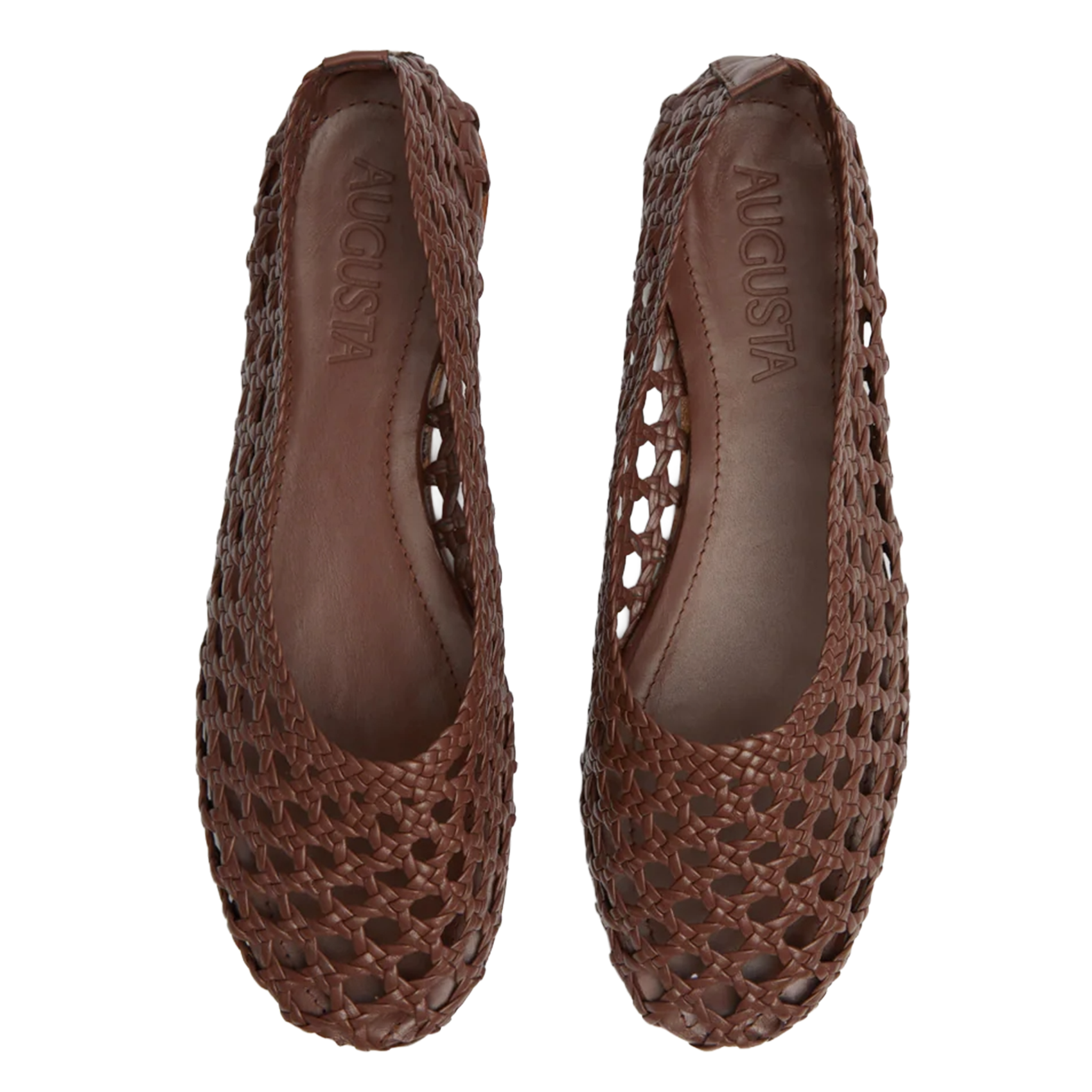 Ballerine en cuir tressé AUGUSTA Marron