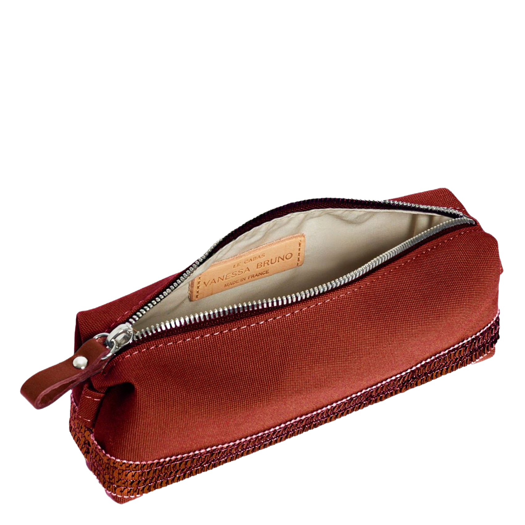 Mäppchen mit Paillettenband Braun