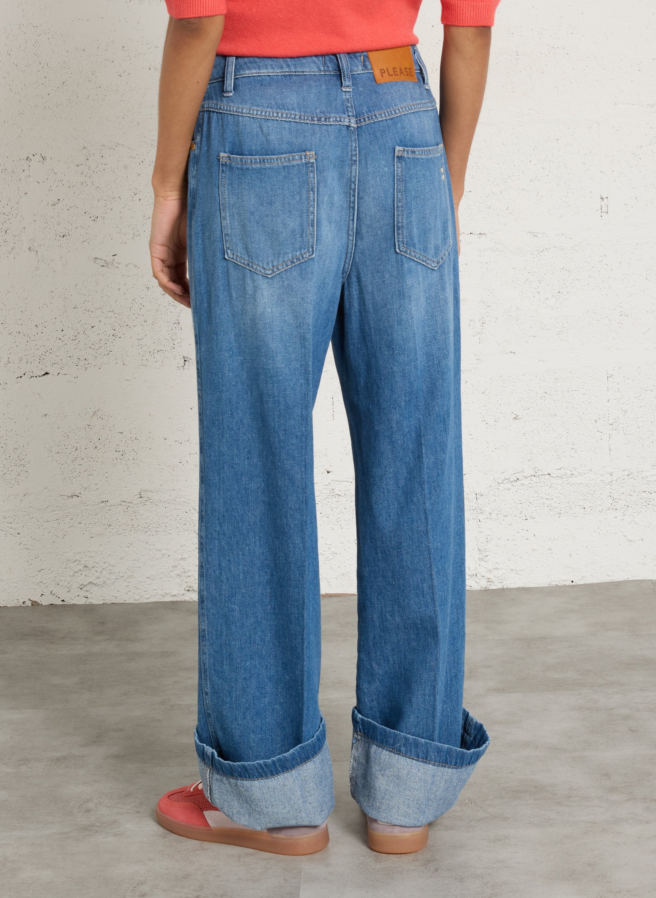 Cotton straight jeans PLEASE Blue