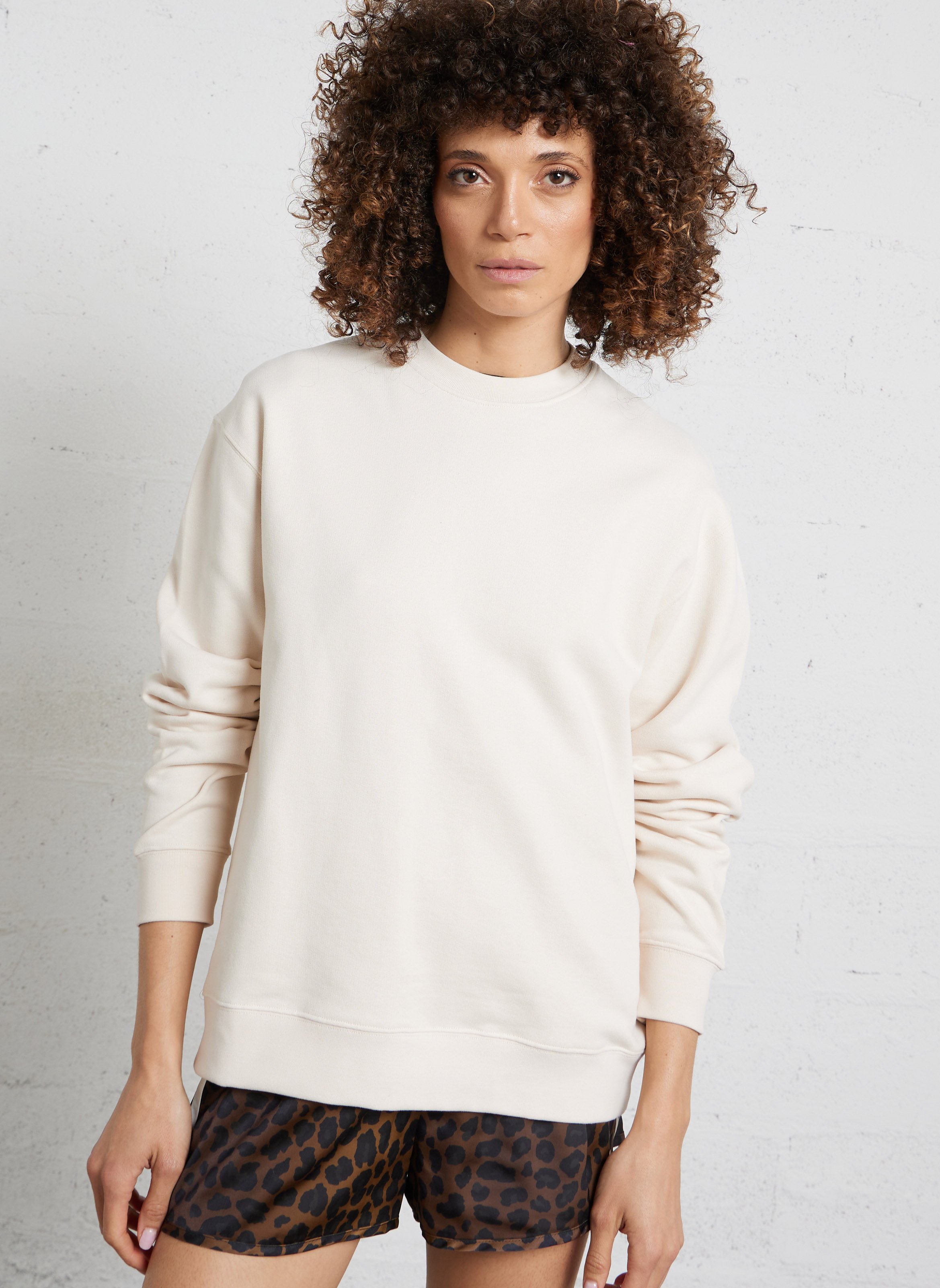 Sweat col rond en coton ELISE CHALMIN Beige