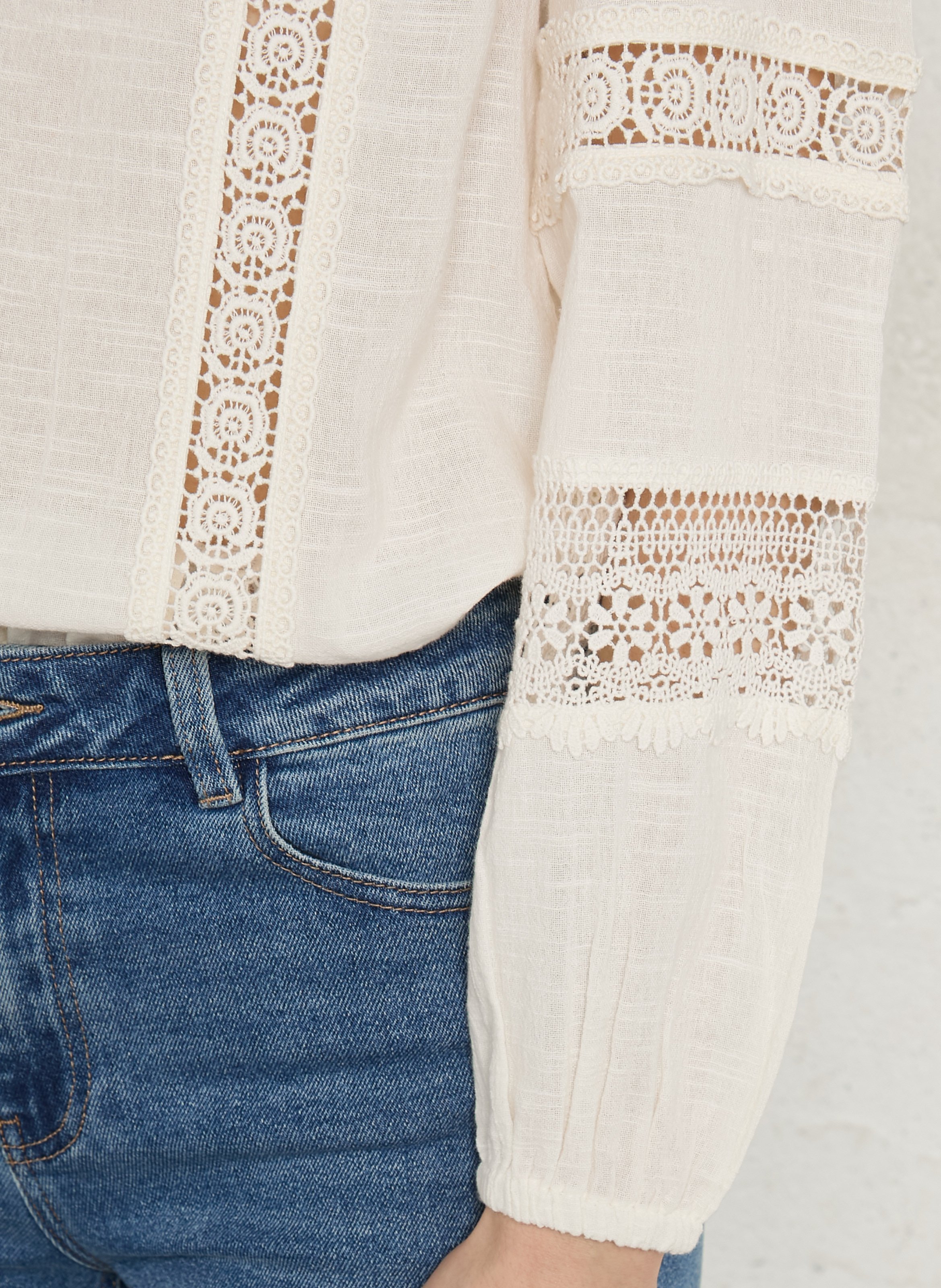 Katoenen blouse met V-hals MAISON 123 Beige