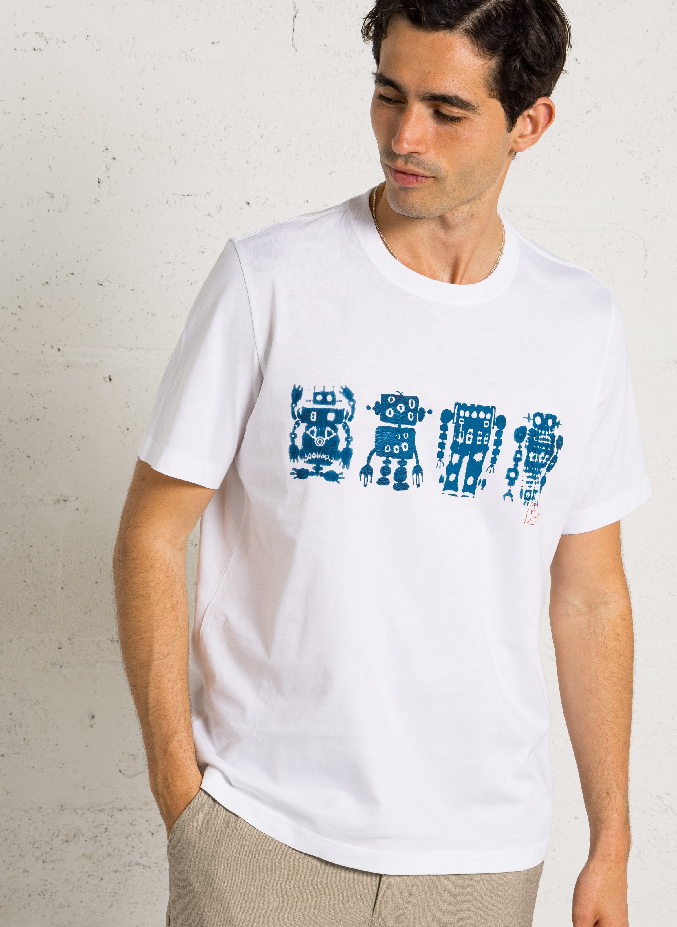 Oversize T-Shirt mit Rundhalsausschnitt aus Bio-Baumwolle PAUL SMITH Weiss