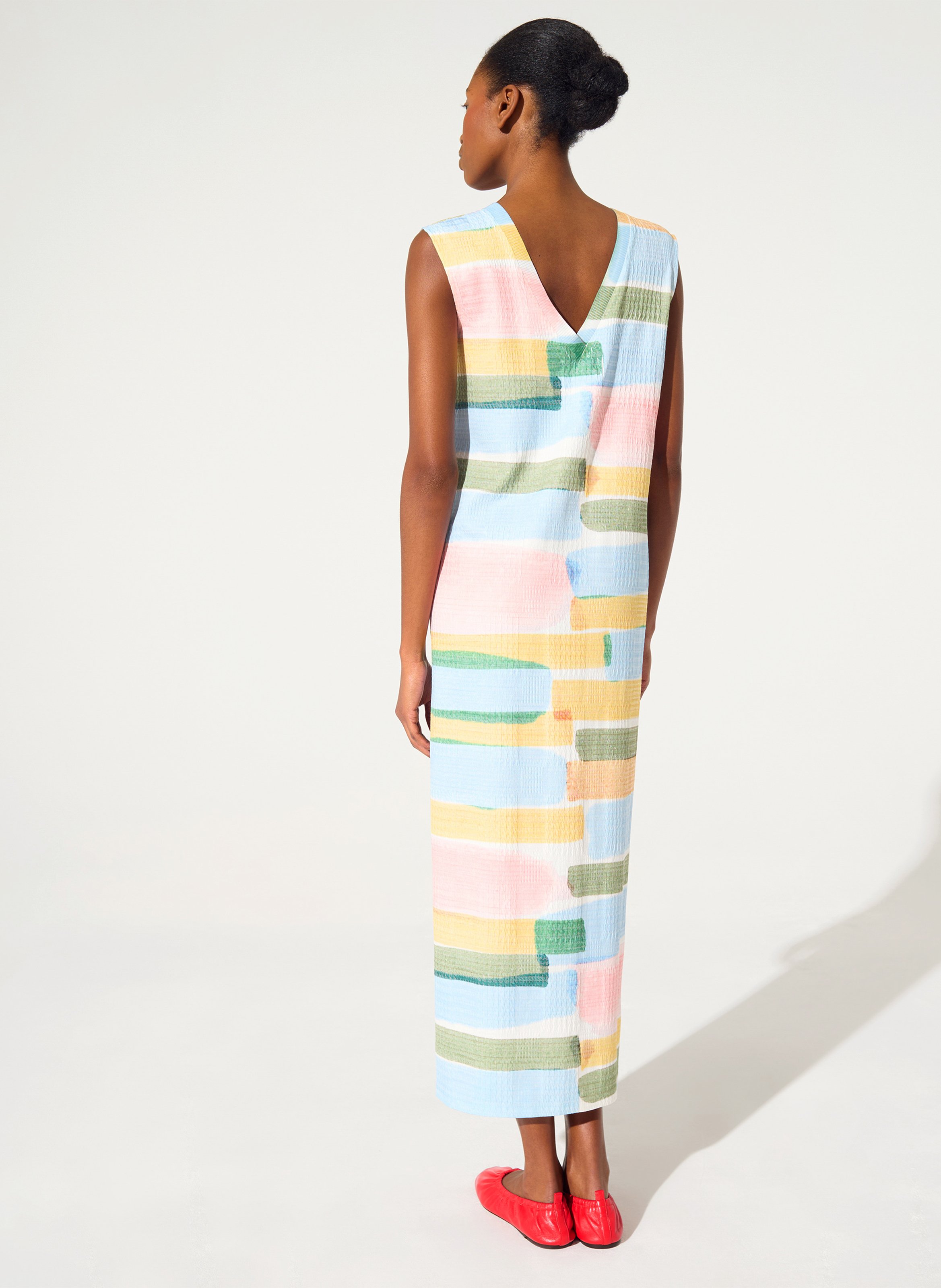 Robe longue col V imprimée COTELAC ACOTE Jaune