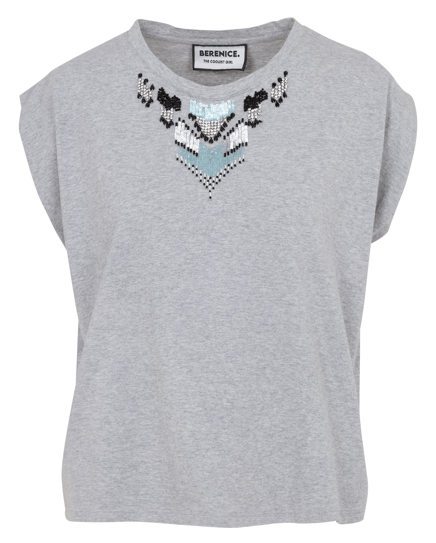 Oversized cotton top with round neck BERENICE Grey