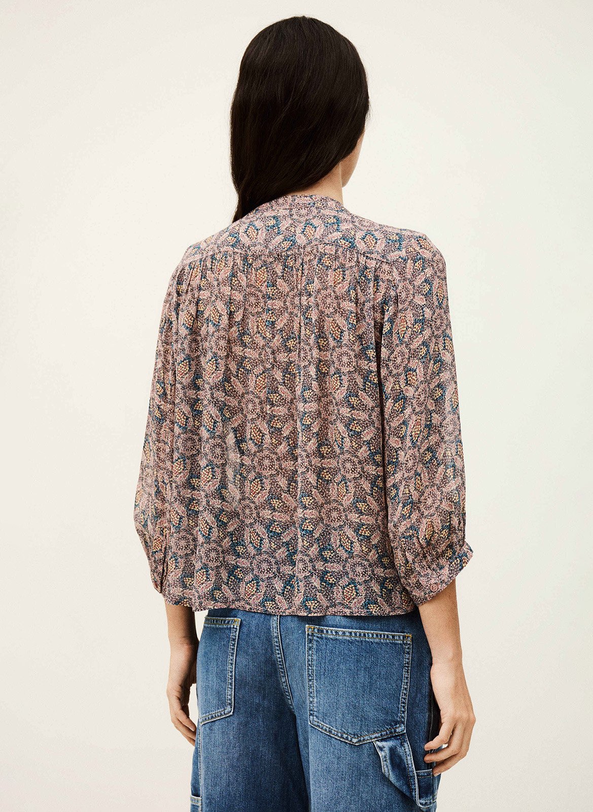 Blouse met tuniekhals en print BA&SH Blauw