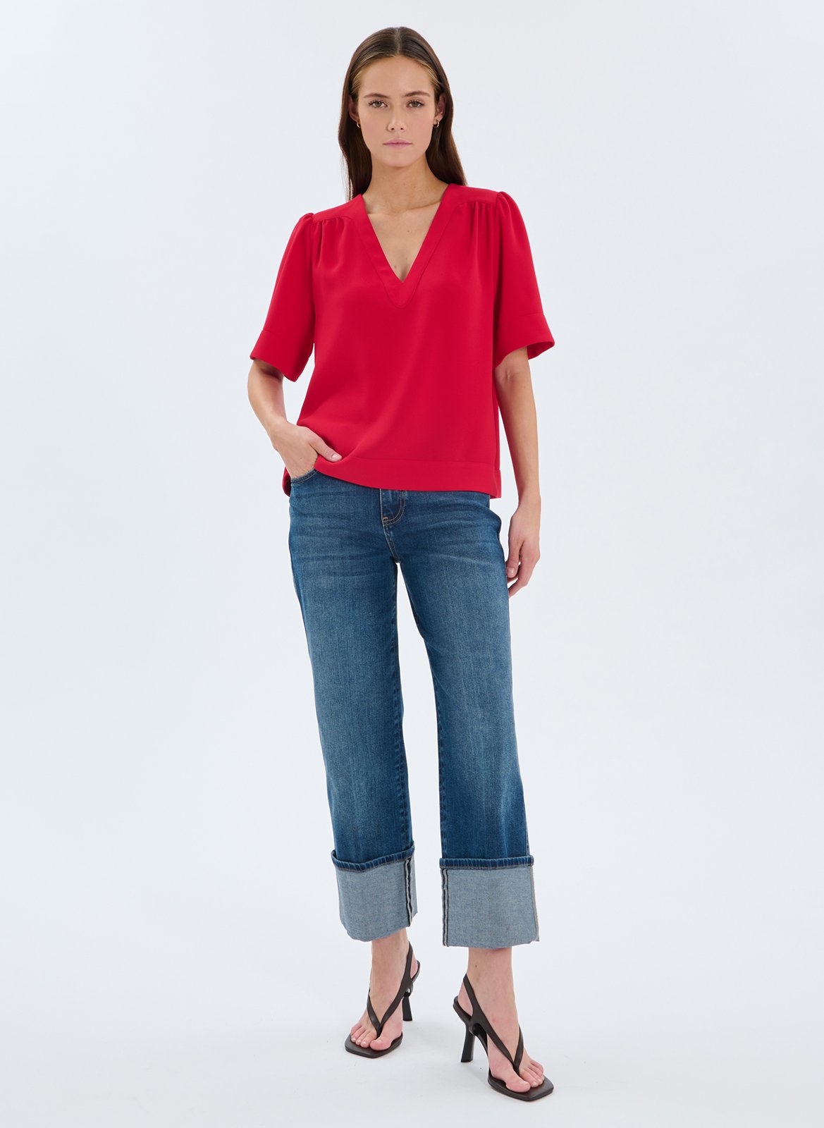 Top oversize col V ZAPA Rouge