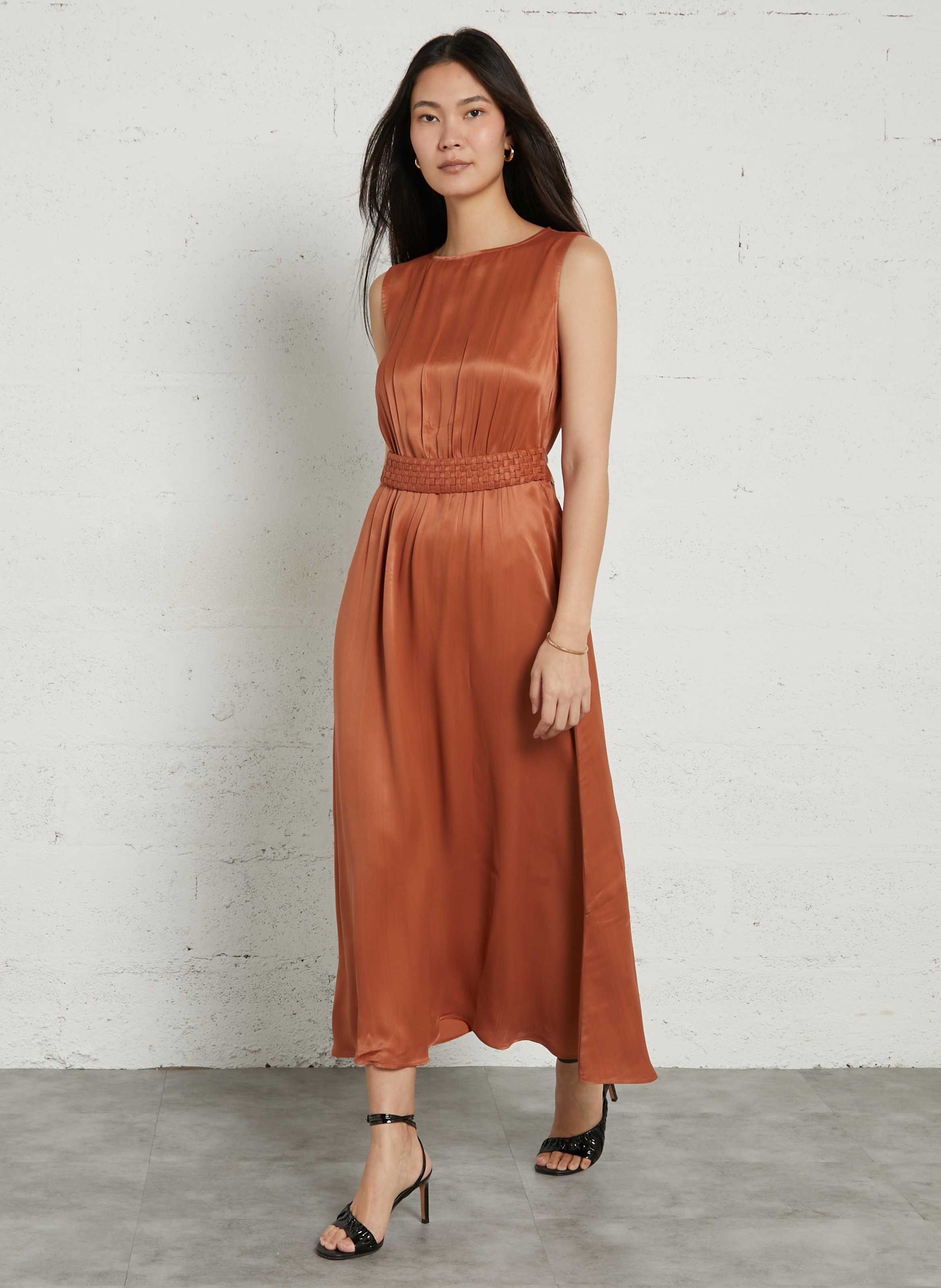 Sleeveless belted midi dress MAISON 123 Red