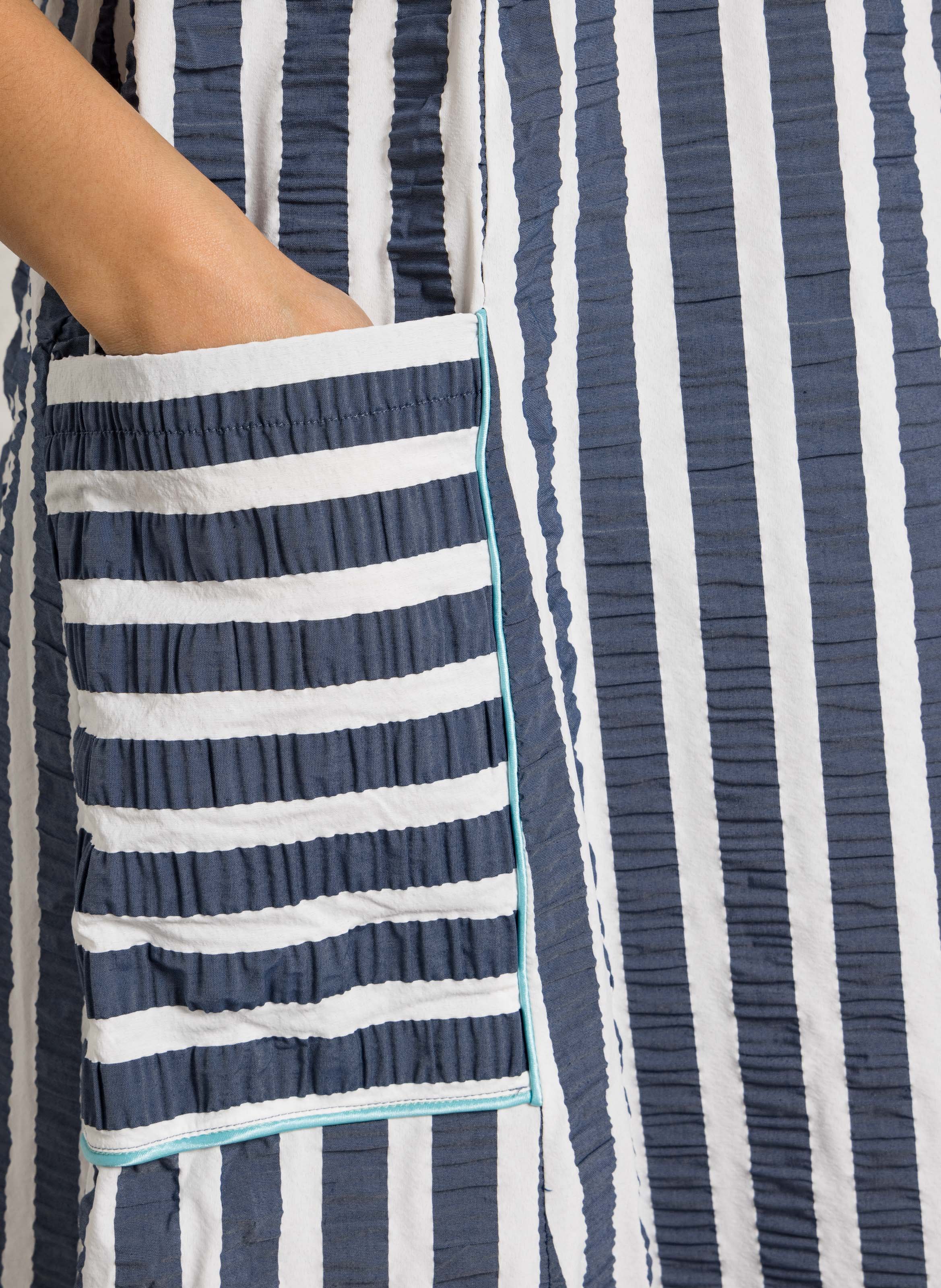 Gerade geschnittenes Midikleid aus Leinen DR BLOOM Blau