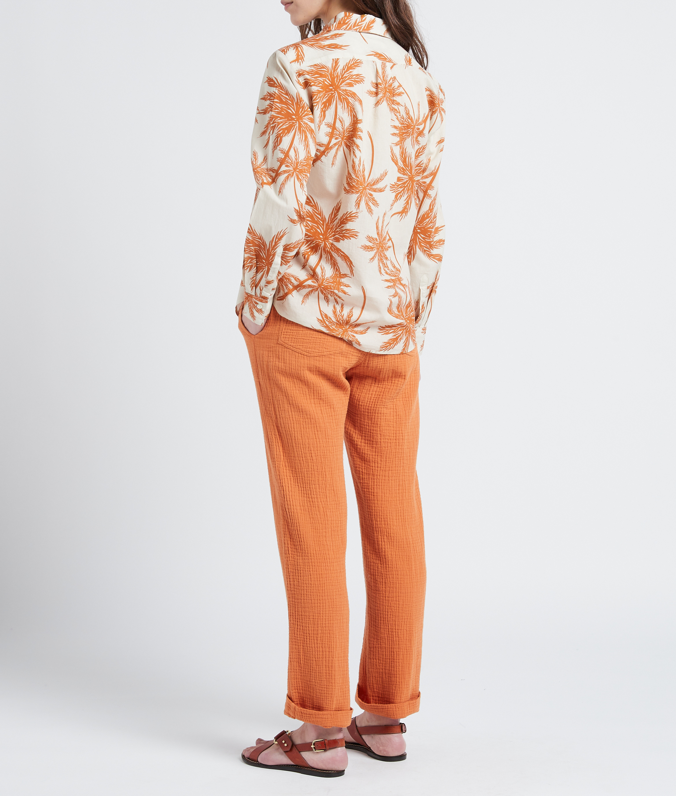 Straight-leg cotton pants HARTFORD Orange