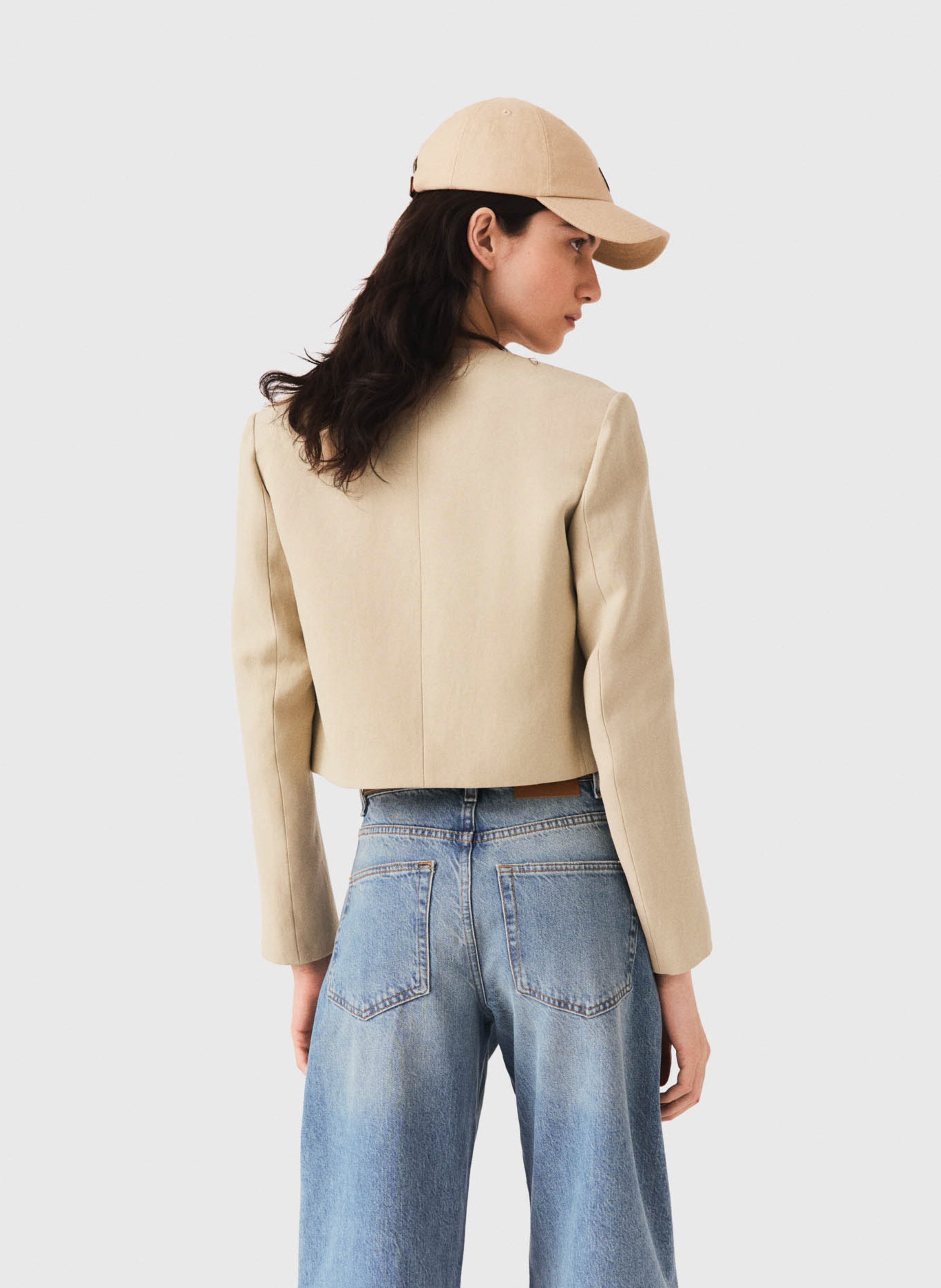 Veste courte col rond MAJE Beige