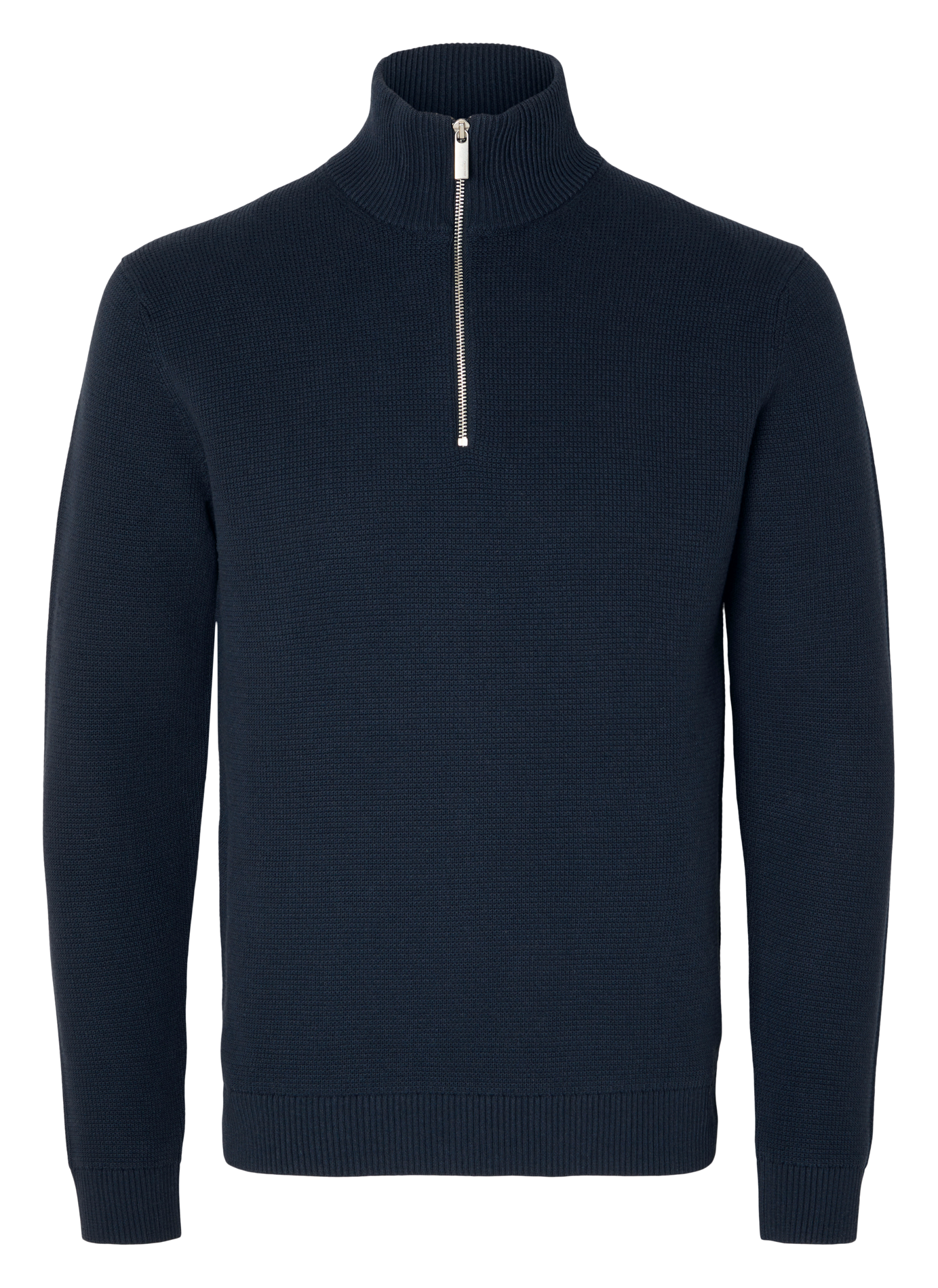 Rechte trui met opstaande kraag van biologisch katoen. SELECTED Blauw