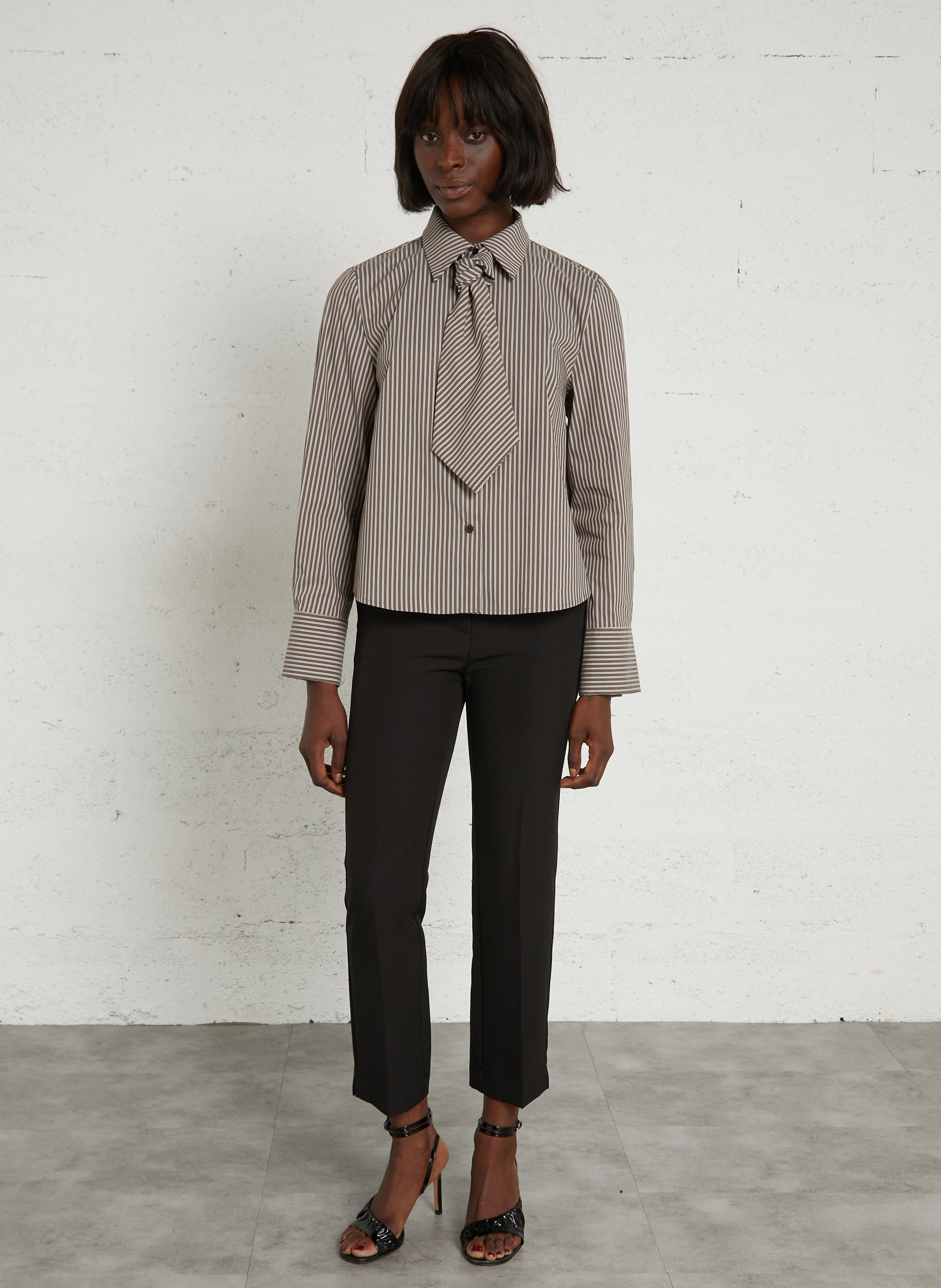 Chemise avec cravate en coton mélangé IMPERIAL Marron