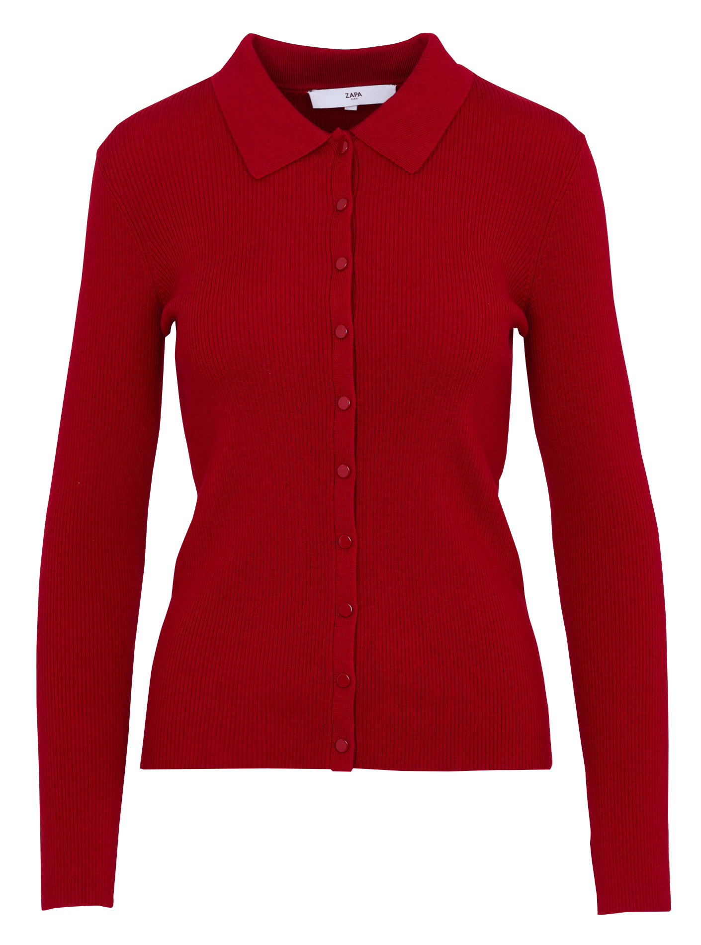 Getailleerd geribbeld vest van fijne gebreide stof ZAPA Rood