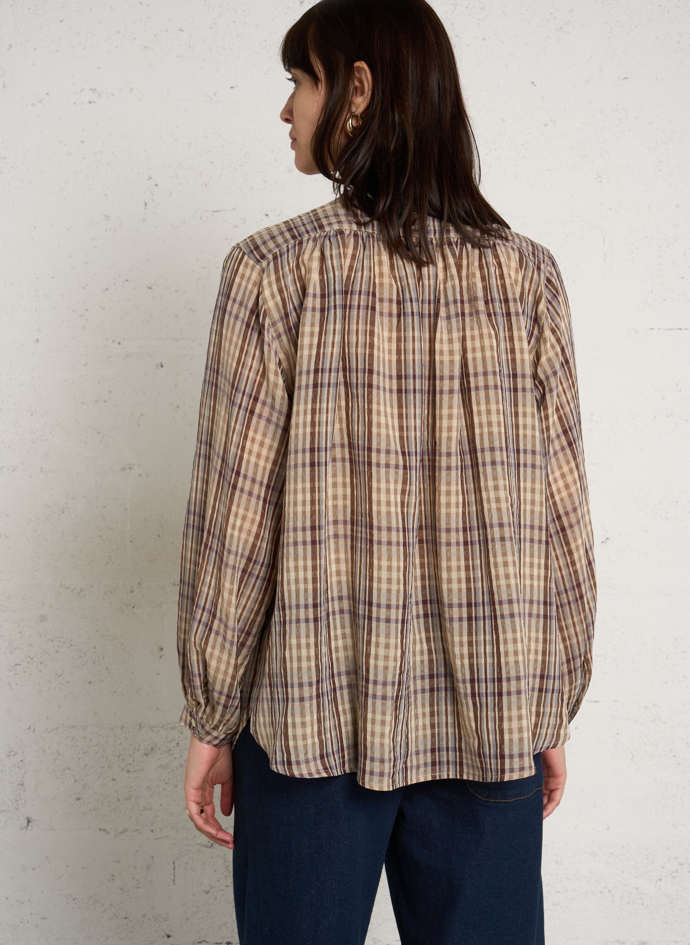 Ruime blouse met V-hals van gemengd katoen HOD PARIS Violet