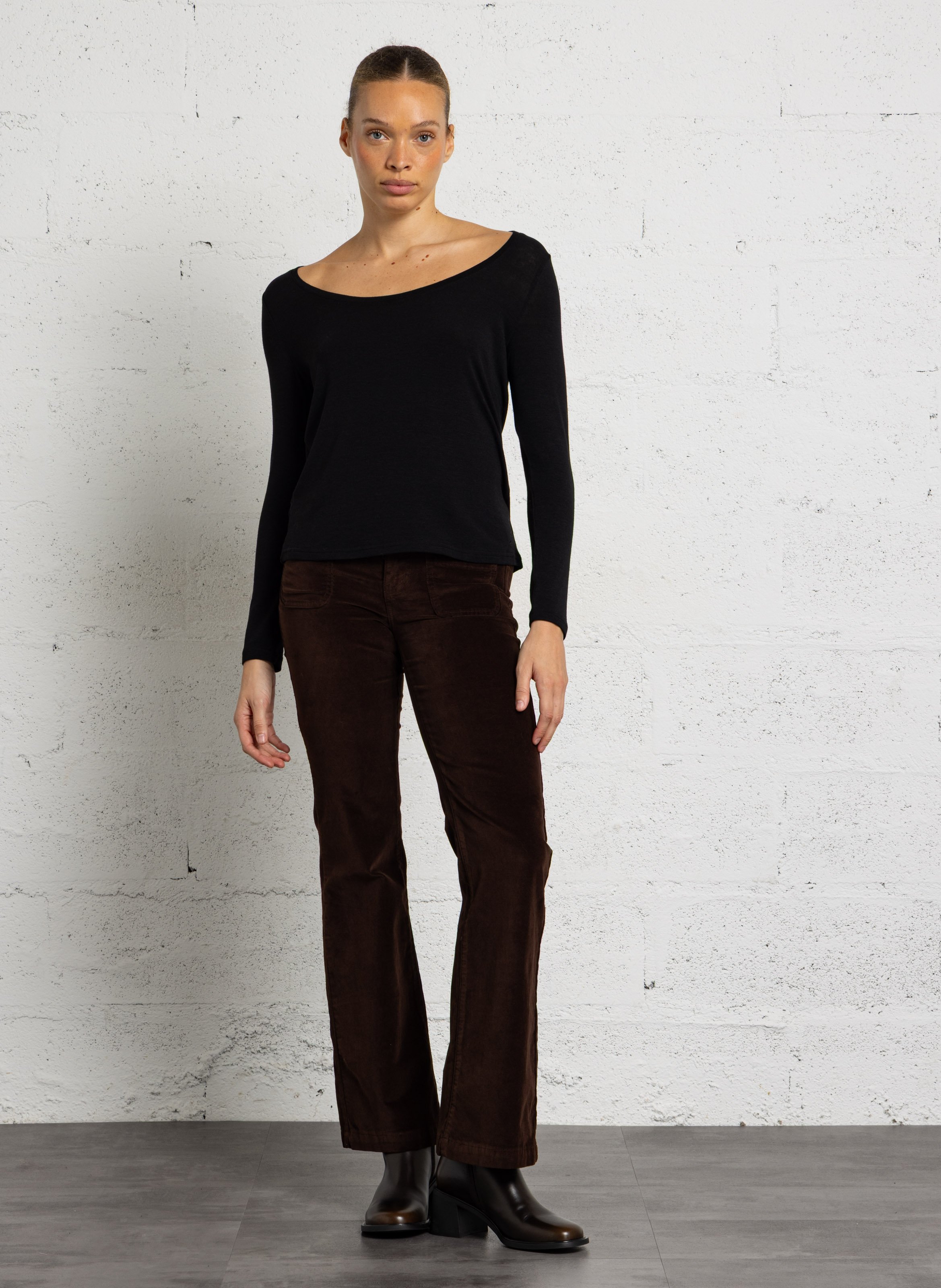Straight-fit broek van katoenen velours | Bruin LA PETITE ETOILE Dames