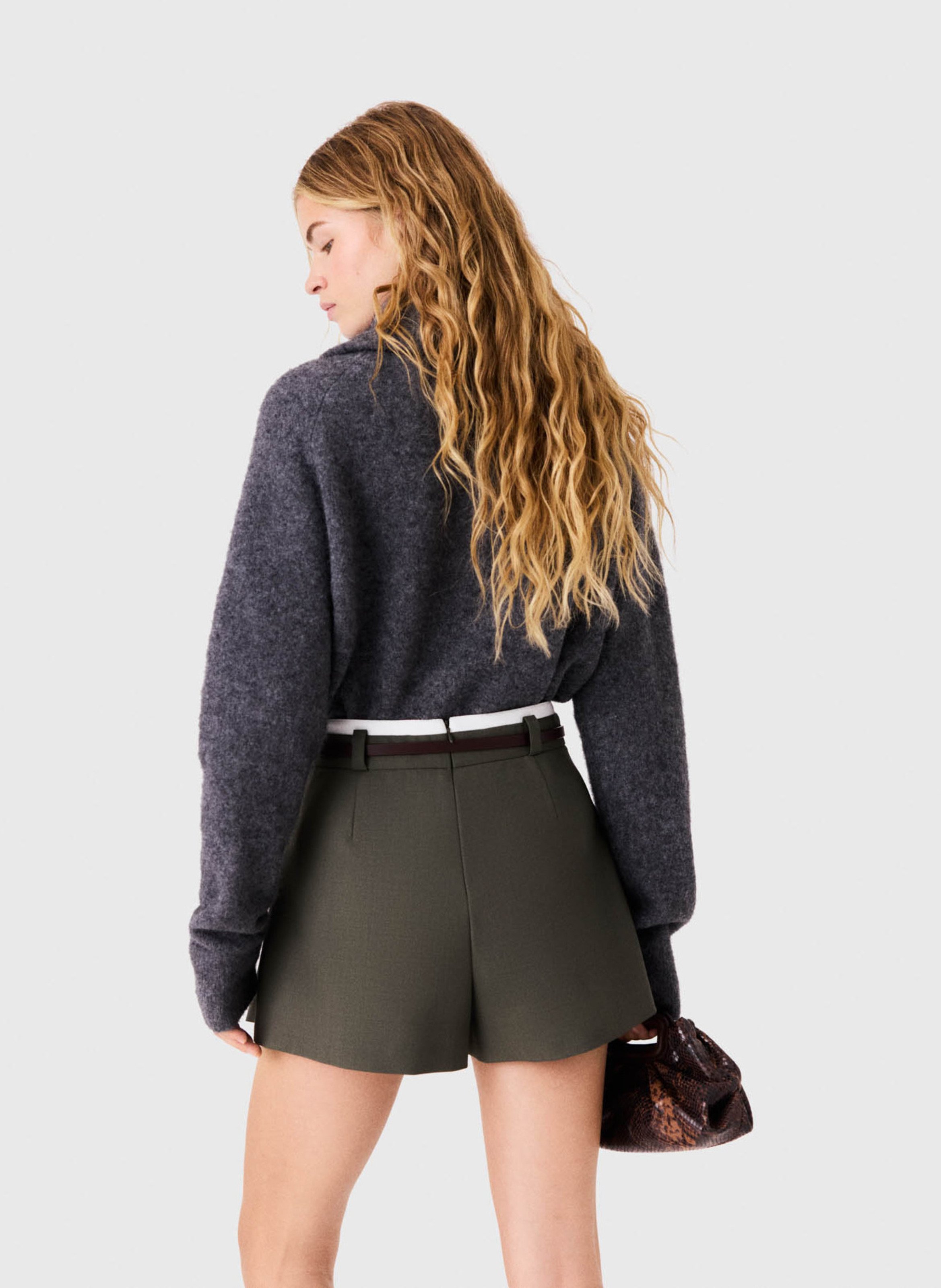 Short wool-blend skirt MAJE Khaki