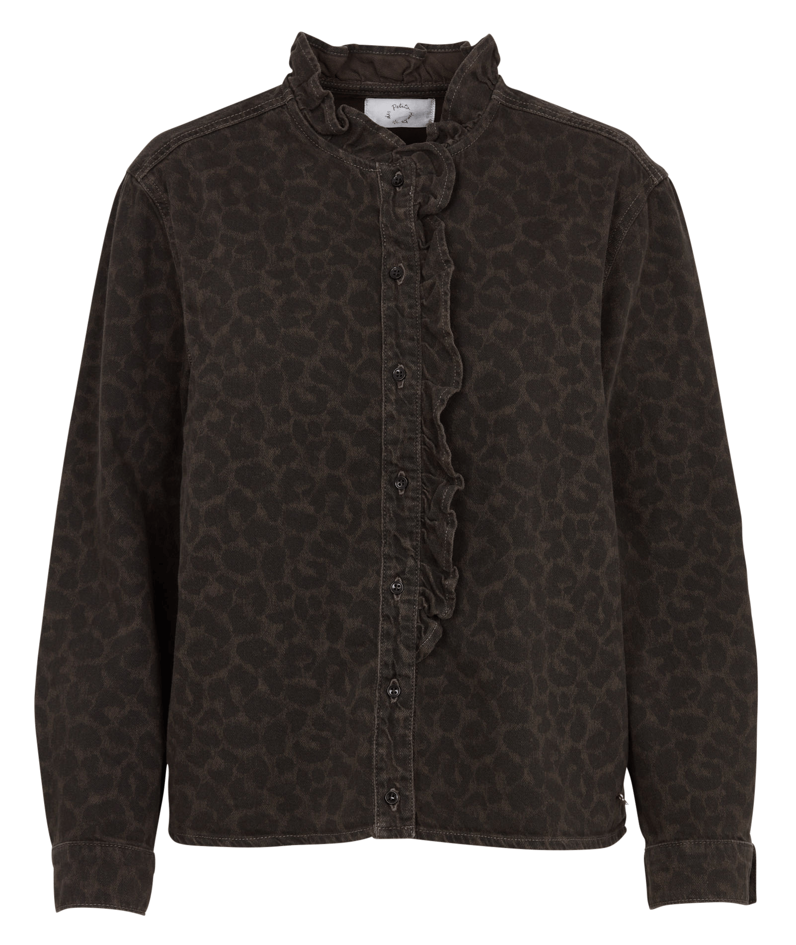 Chemise droite imprimé léopard DES PETITS HAUTS Marron