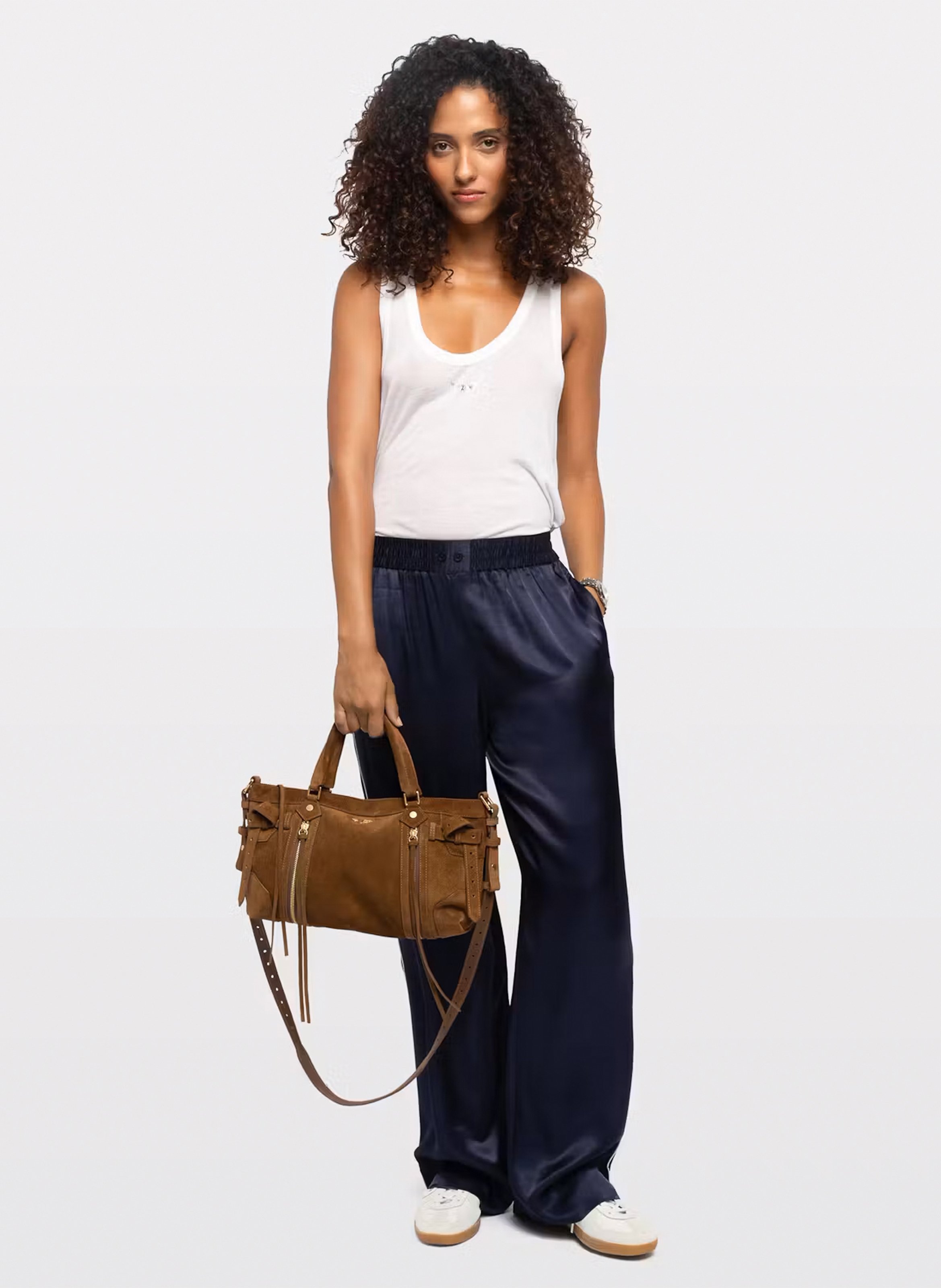 Wide-leg fluid satin-effect trousers | Blue ZADIG&VOLTAIRE Women