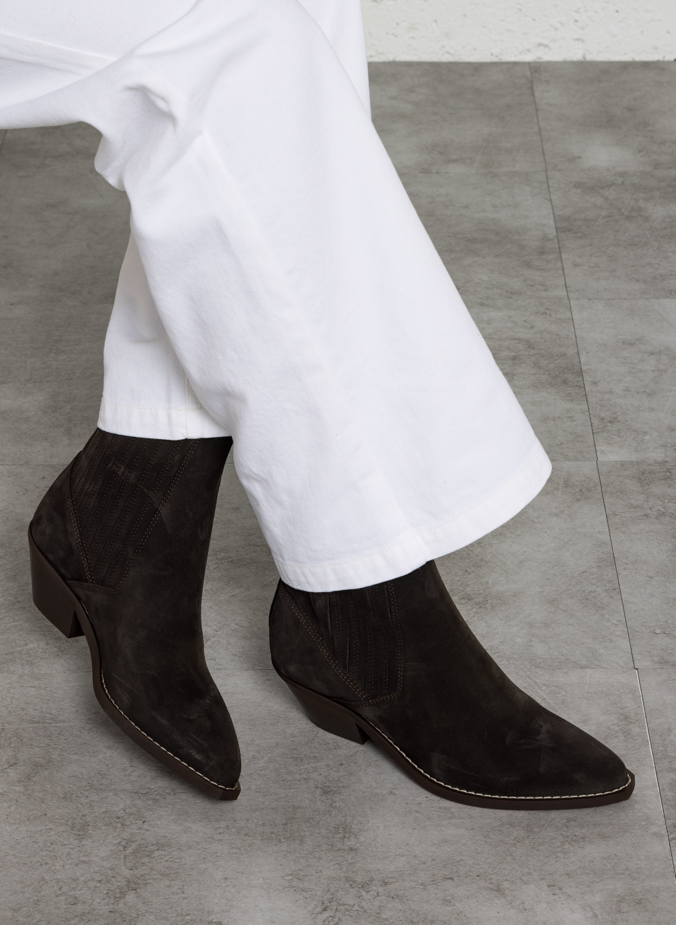 Suede leather ankle boots IKKS Brown