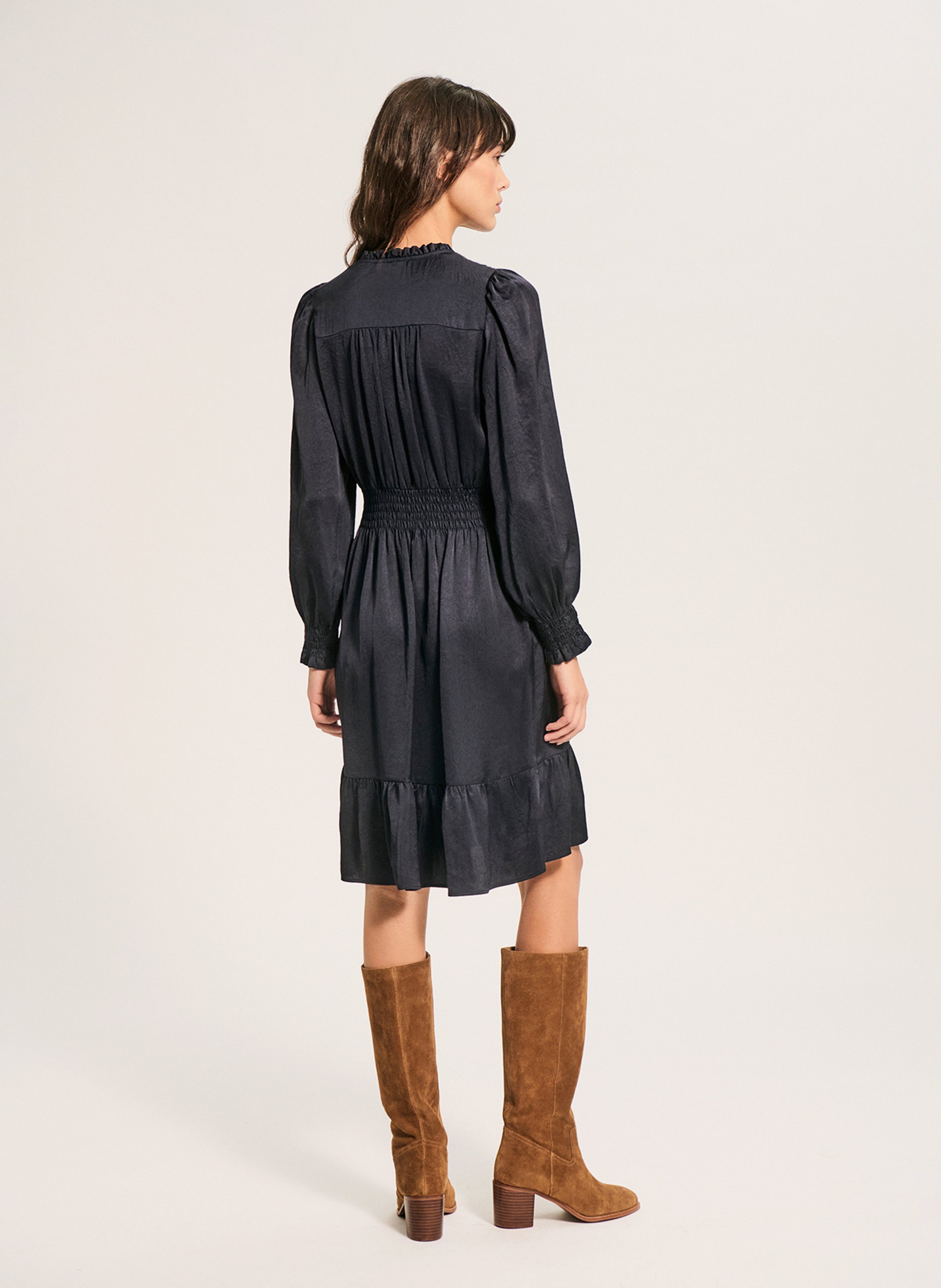 Short fitted dress with Henley collar PABLO Blue
