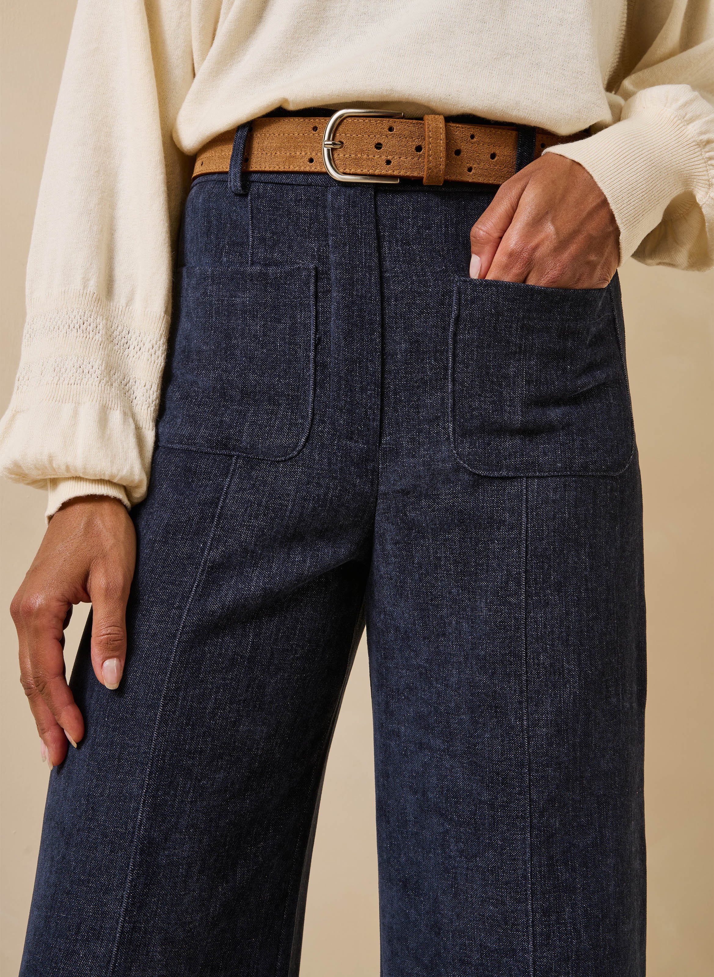 Pantalon large taille haute LA FEE MARABOUTEE Bleu