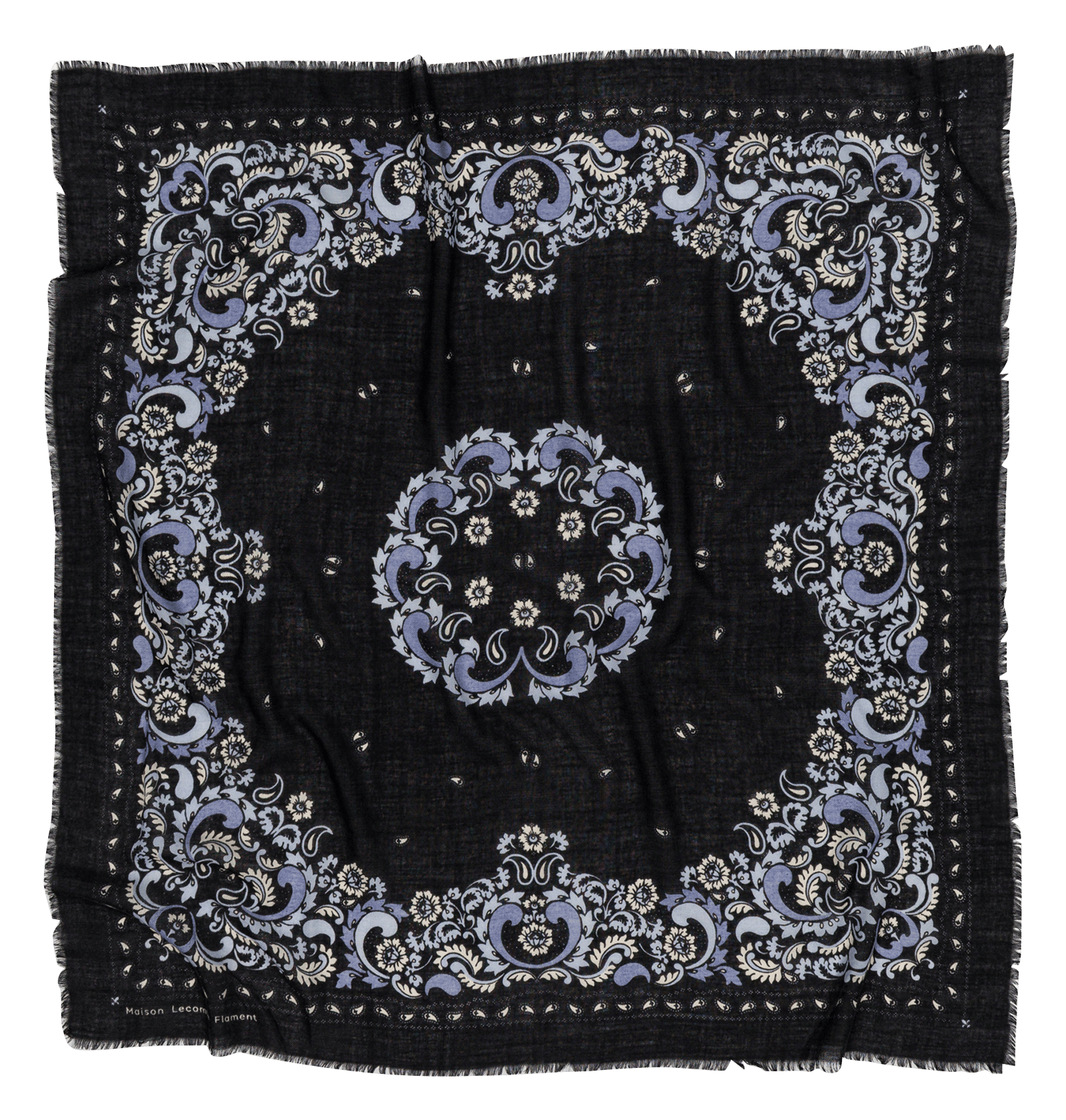 Printed wool and cashmere scarf MAISON LECOMTE FLAMENT Black