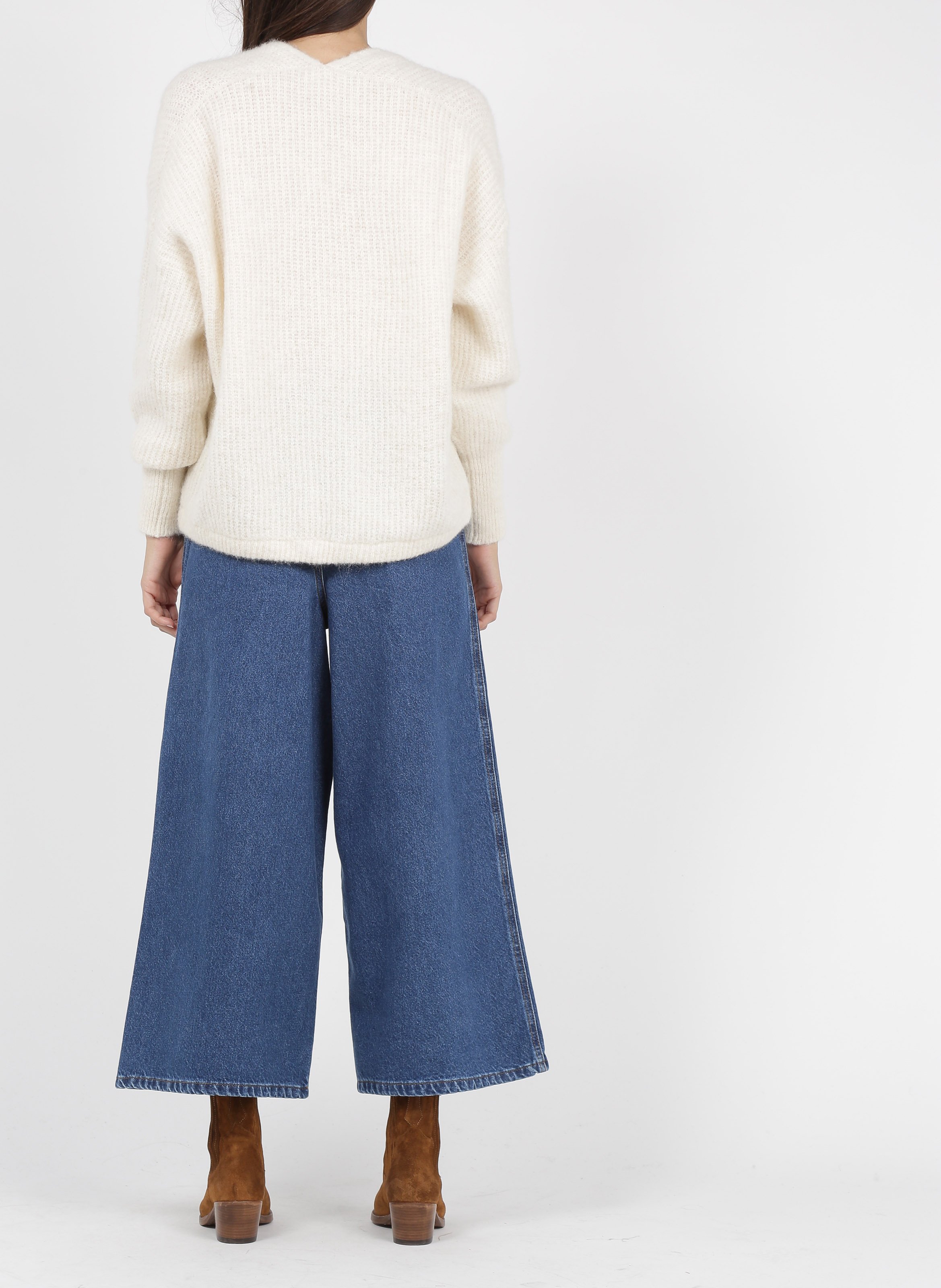 Open wool and alpaca blend cardigan Beige